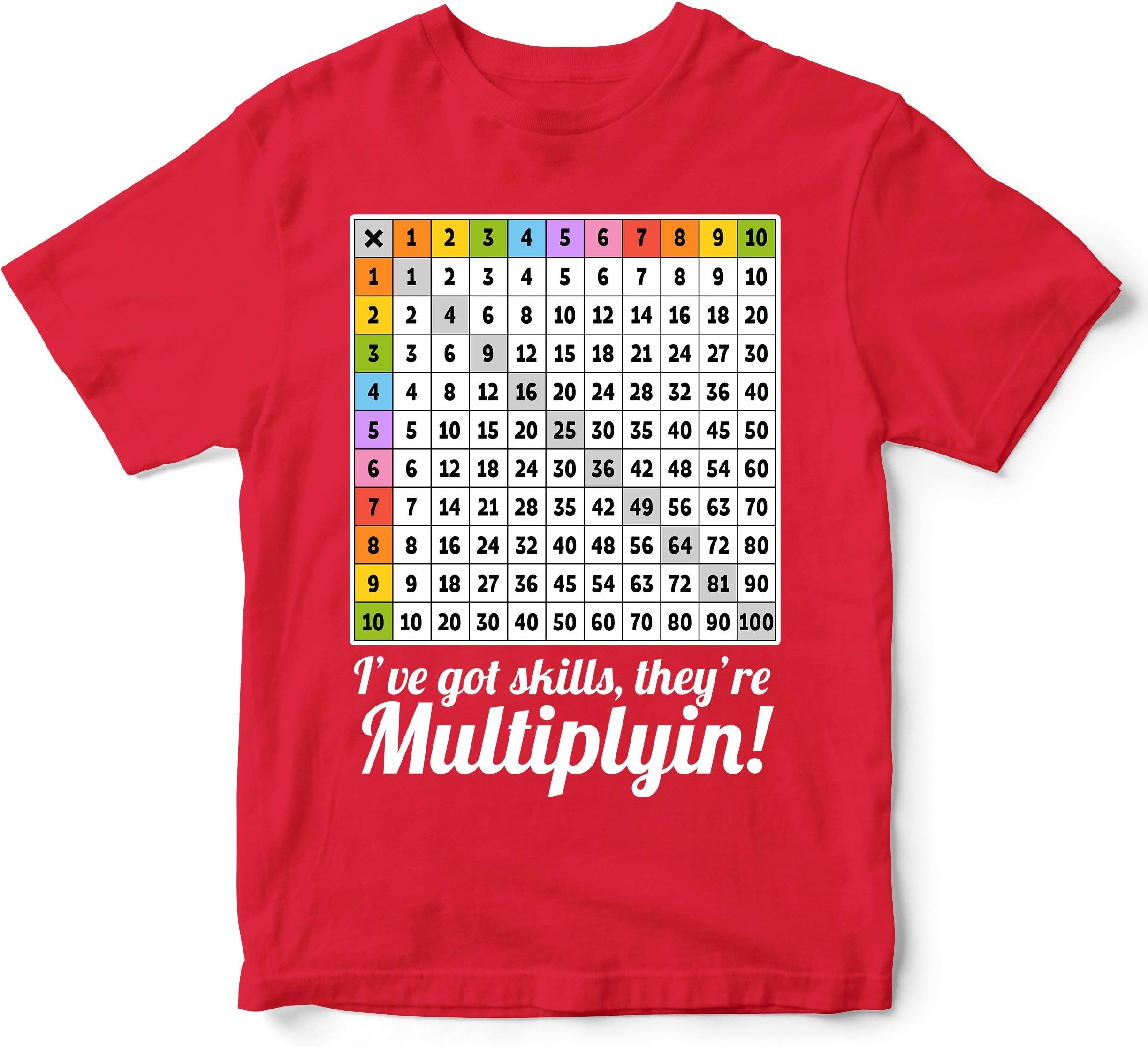 FunkyShirtMaths Times Tables Grid Learning T Shirt - Funny Multiplication Math Tee - Mathematics School Teacher Gift Kids Top