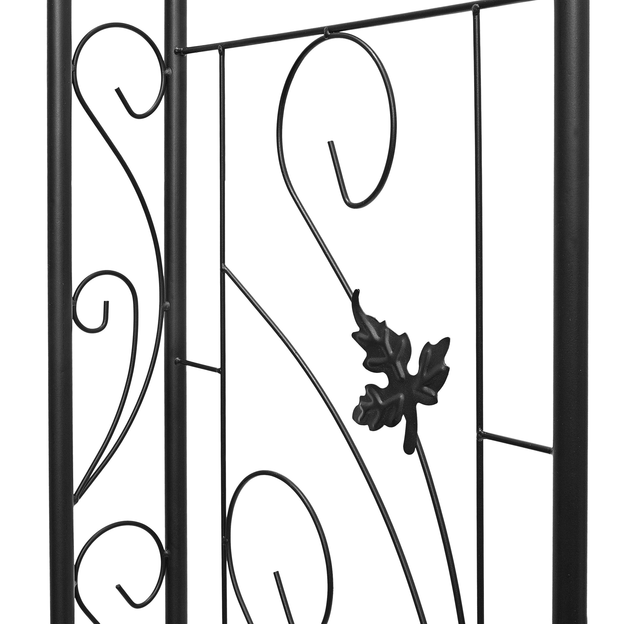Relaxdays - Arco de metal con un estilo natural y figuras de aves, arco de jardin para plantas, 226 x 144 x 36,5 cm, Material: polvo de hierro, trepadoras, negro