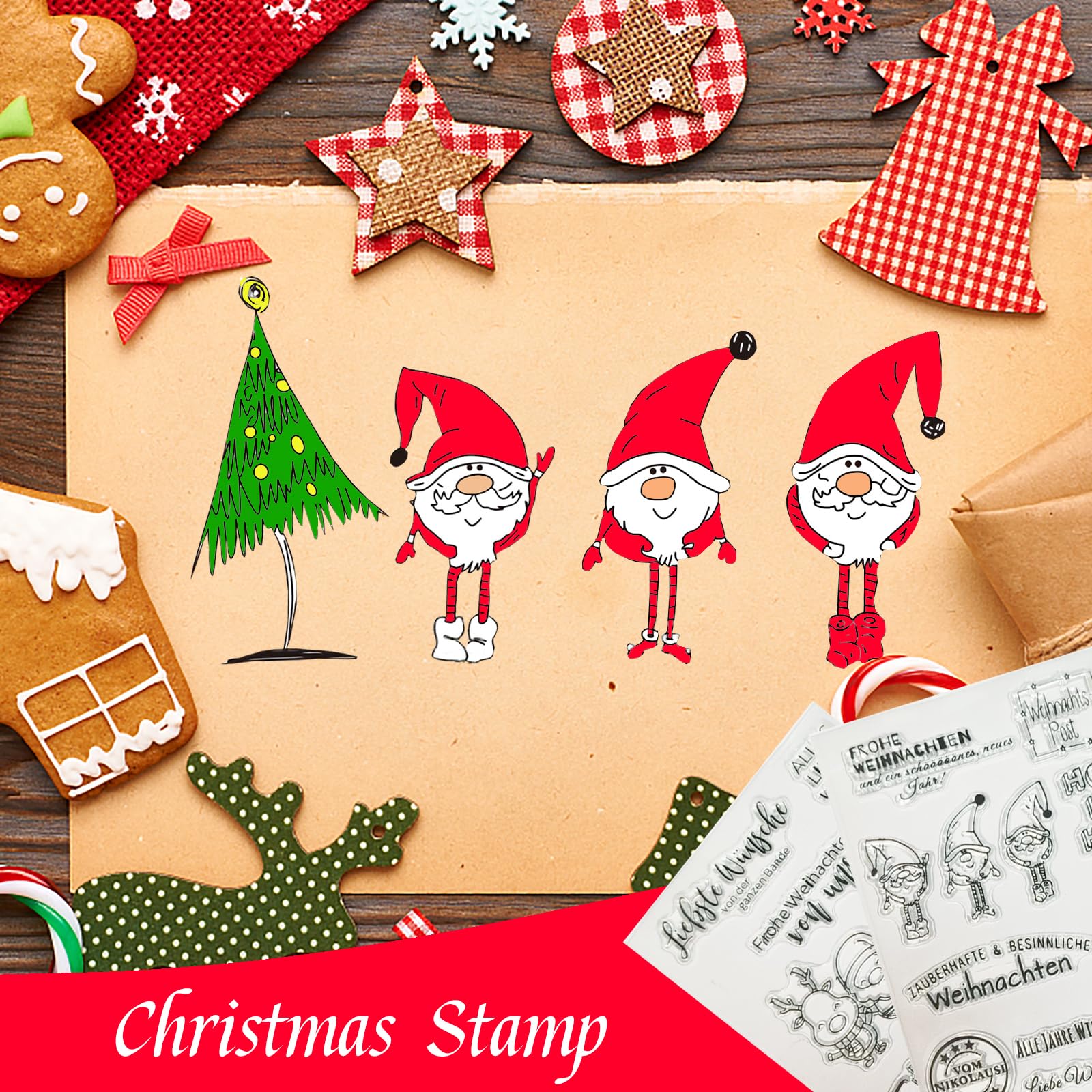 Threetols Tampons Transparents De Noël Pour La Fabrication De Cartes, Fond De Maison De Noël, Arbre, Bonhomme De Neige Pour La Fabrication De Cartes De Vacances, Décoration, Scrapbooking, Décoration