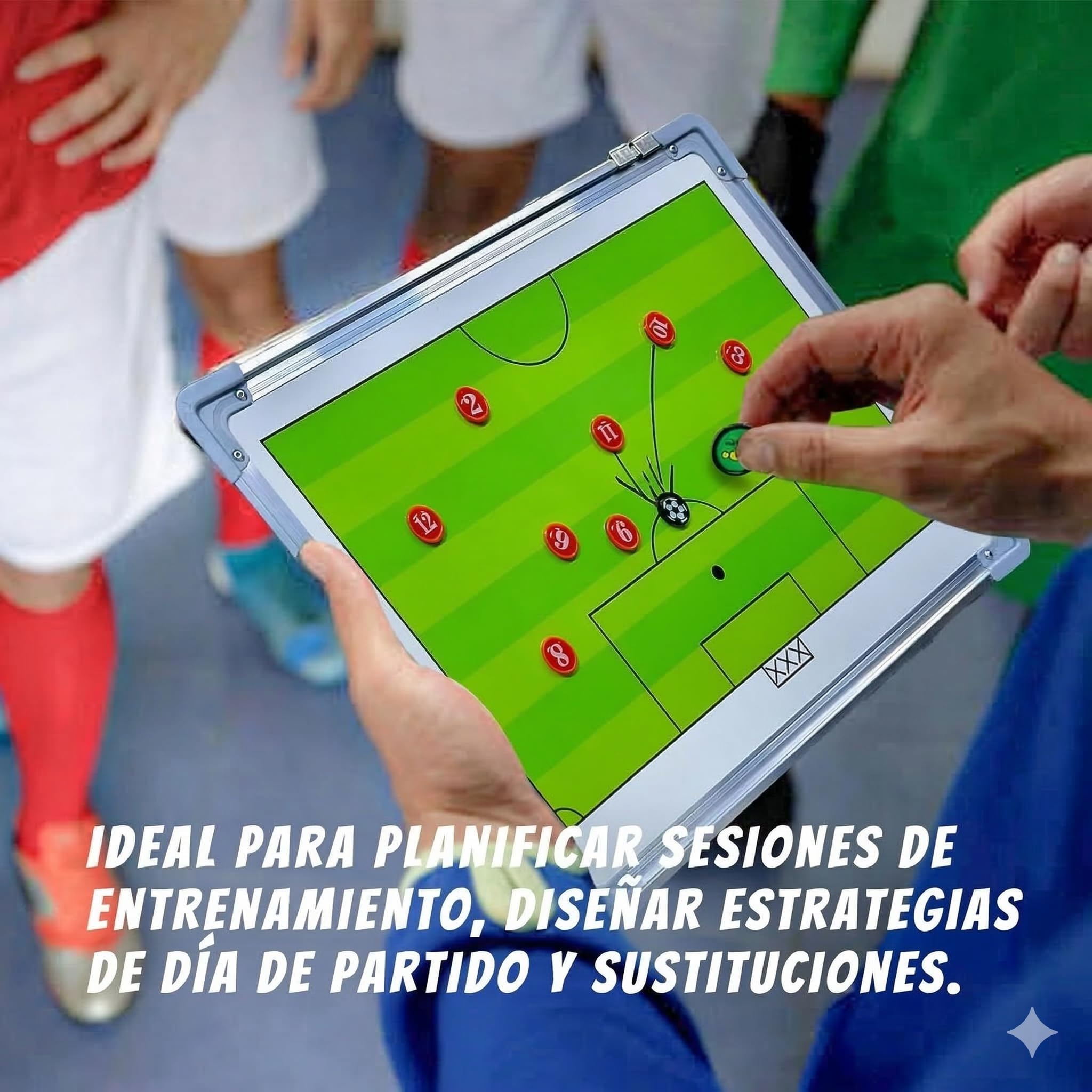 CREADY Pizarra Entrenador de Futbol 44x31cm Carpeta Táctica Magnética con Fichas