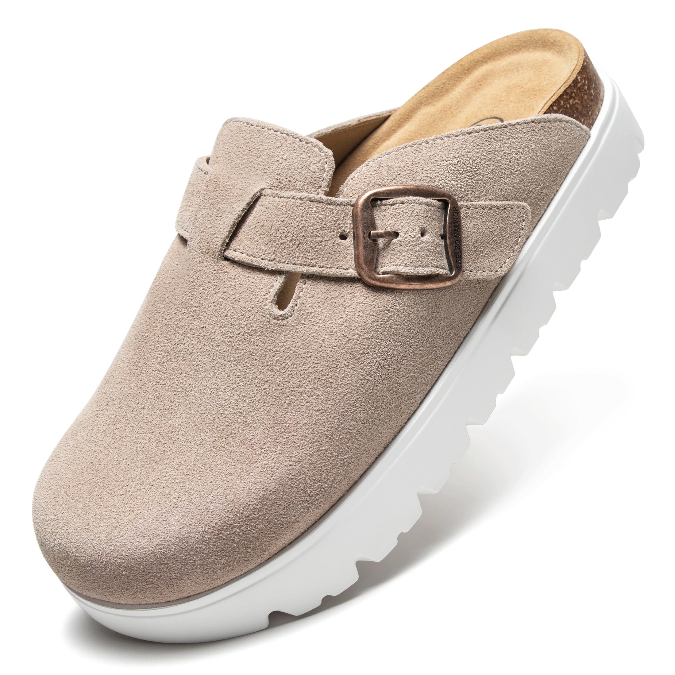 Women's Suede Clogs Non-Slip Potato Shoes Slip-On Mules Platform Sandals