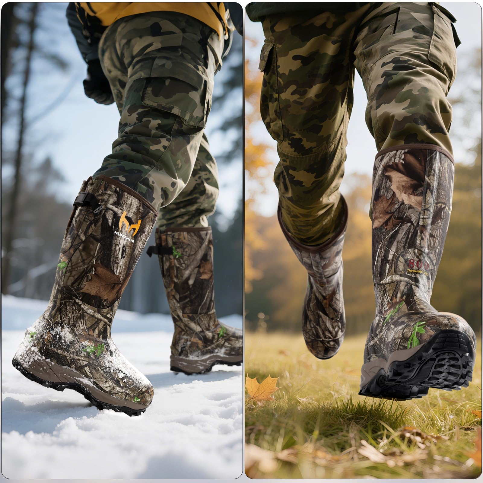 Gummi-Jagdstiefel für Herren mit 800 g Isolierung, wasserdicht, isoliert, 6 mm Neoprenschuhe für Outdoor-Jagd (Next Camo, Größe 39-42)