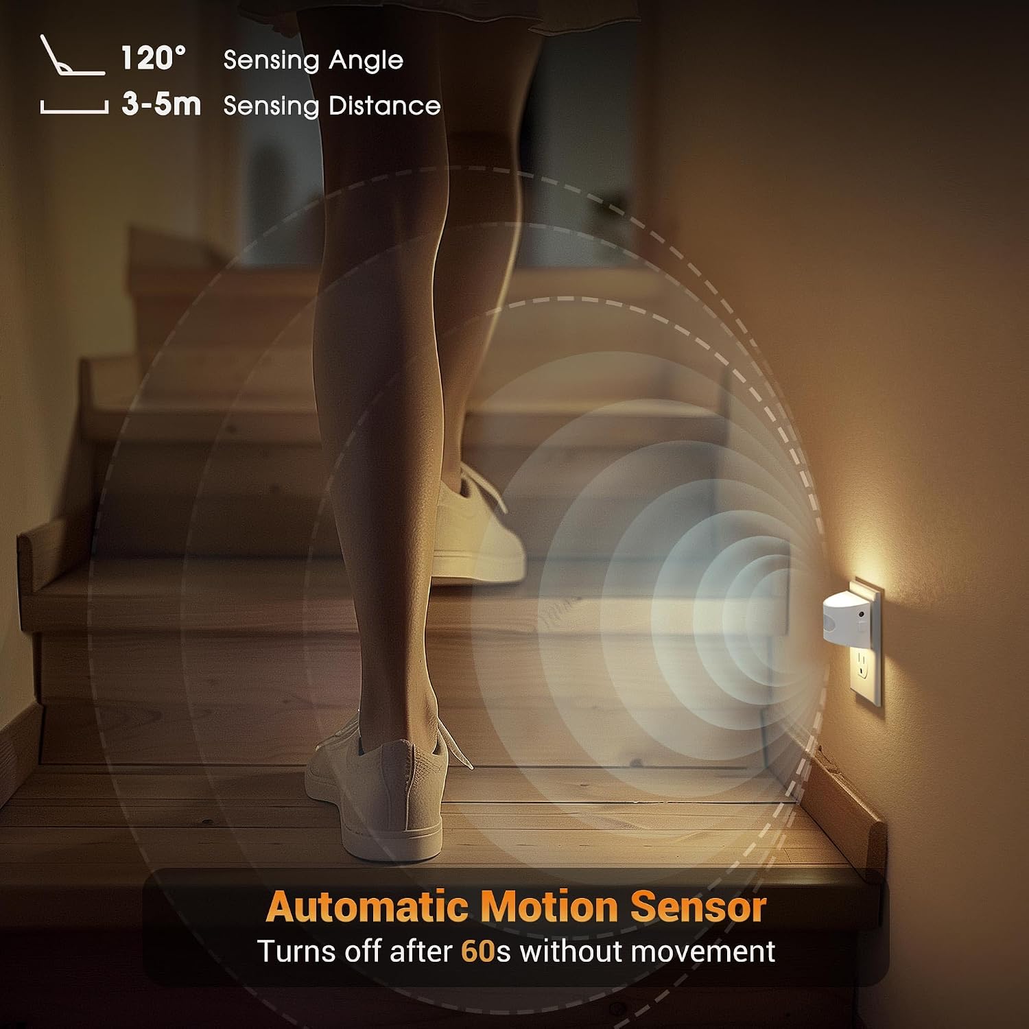 JandCase Motion Sensor Night Light, Night Lights Plug into Wall image 5