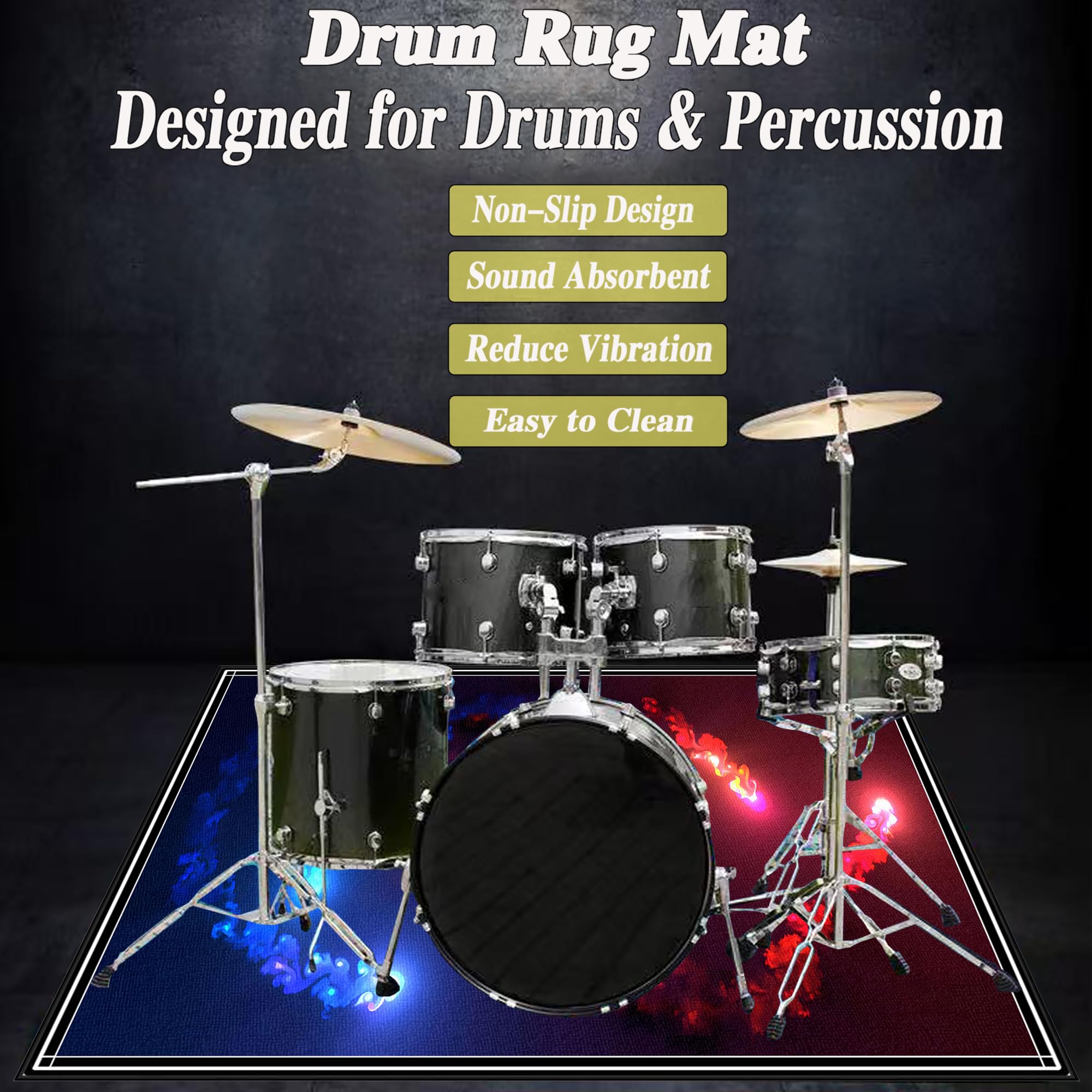 140 x 120 cm Schlagzeugteppich Drum Teppich Schlagzeug Teppich Trommel Teppiche Musikinstrumente Bodenmatte Schallschutzdecke Für Bass Drum Snare Schlagzeugmatte Trommelteppich Schallschutz Teppich