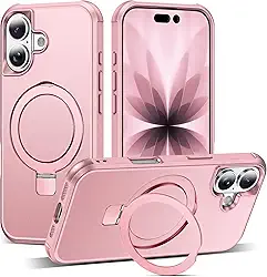 Capa compatível com iPhone 2025 com suporte magnético invisível para iPhone 2025 6,1 polegadas [compatível com Mag-Safe] [ótima sensação de aderência], ouro rosa