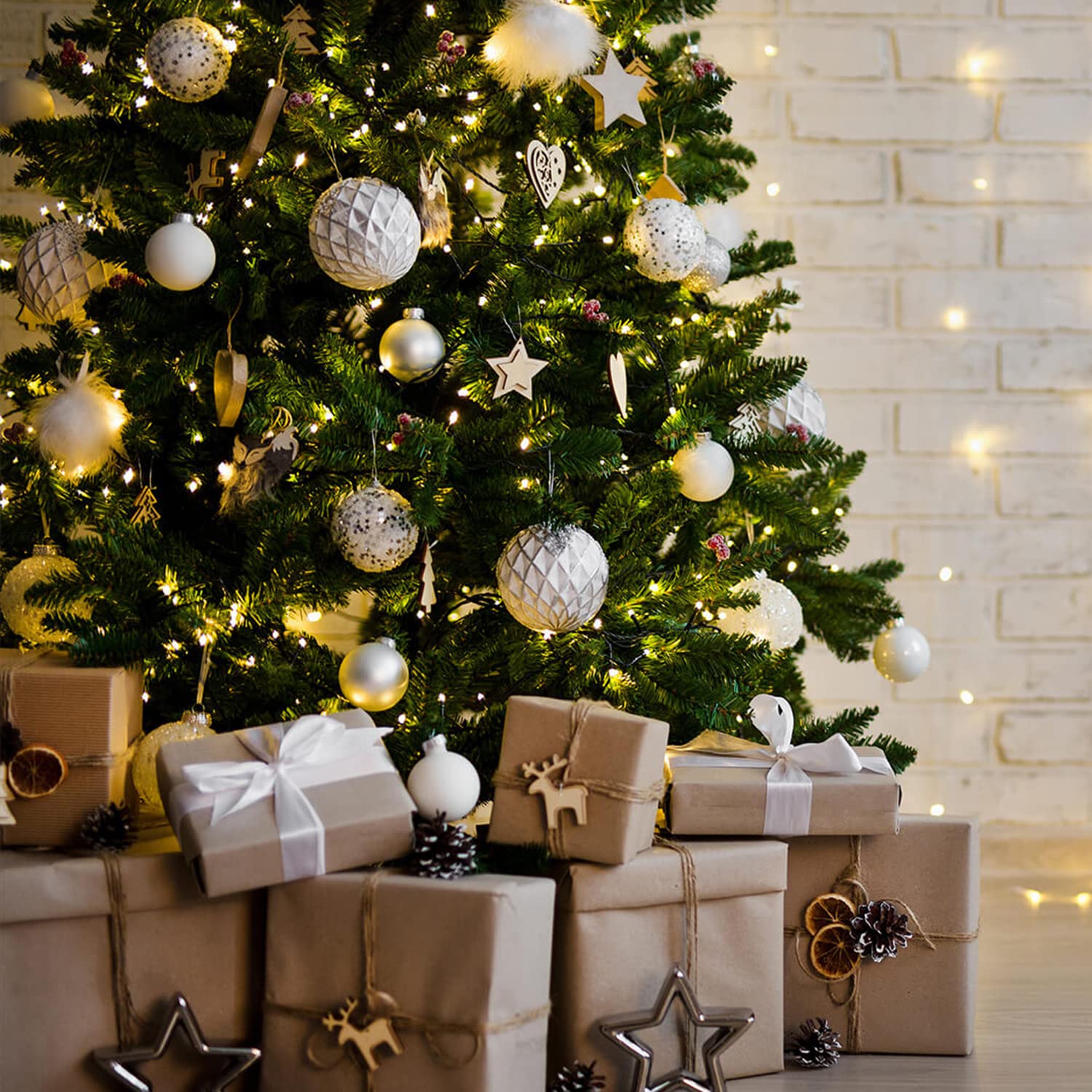 SALCAR 3m Christbaumbeleuchtung mit Ring, 10 Girlanden und Sternspitze, 360er LED Lichterkette Tannenbaum Christmas Tree Lights mit 8 Modi, Warmweiß