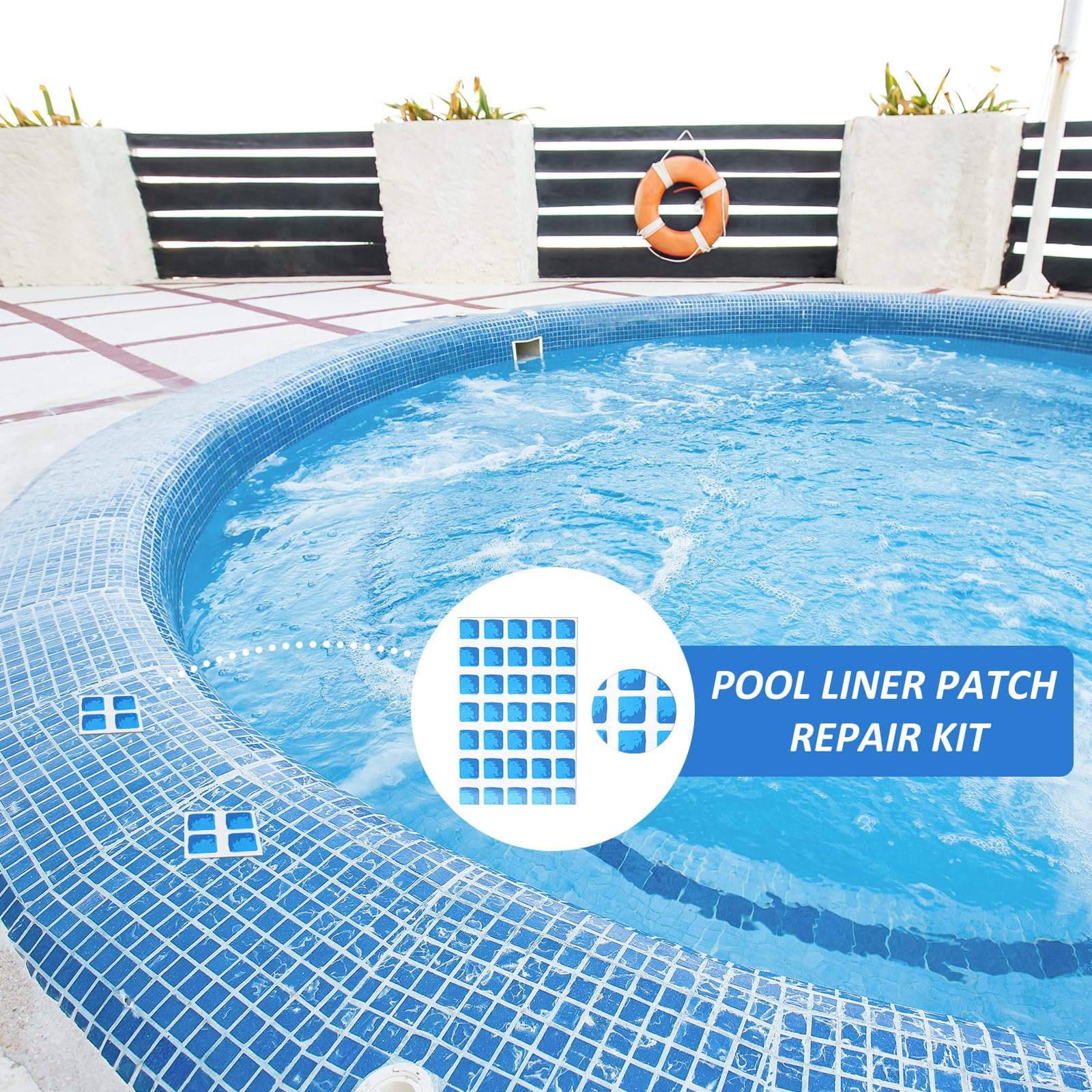 Yexiya Kit de reparación de parches de vinilo para piscina, 12 piezas, parches subacuáticos para revestimiento de piscina, kit de parches autoadhesivos de seguridad para piscinas enterradas