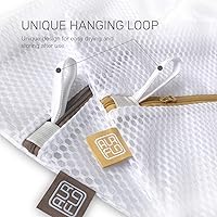 Vista 6 de Bolsas de malla extra grandes para ropa delicada, 2 bolsas de lavandería duraderas Jumbo XXL, bolsas de malla con lazo para colgar. Segura para ropa