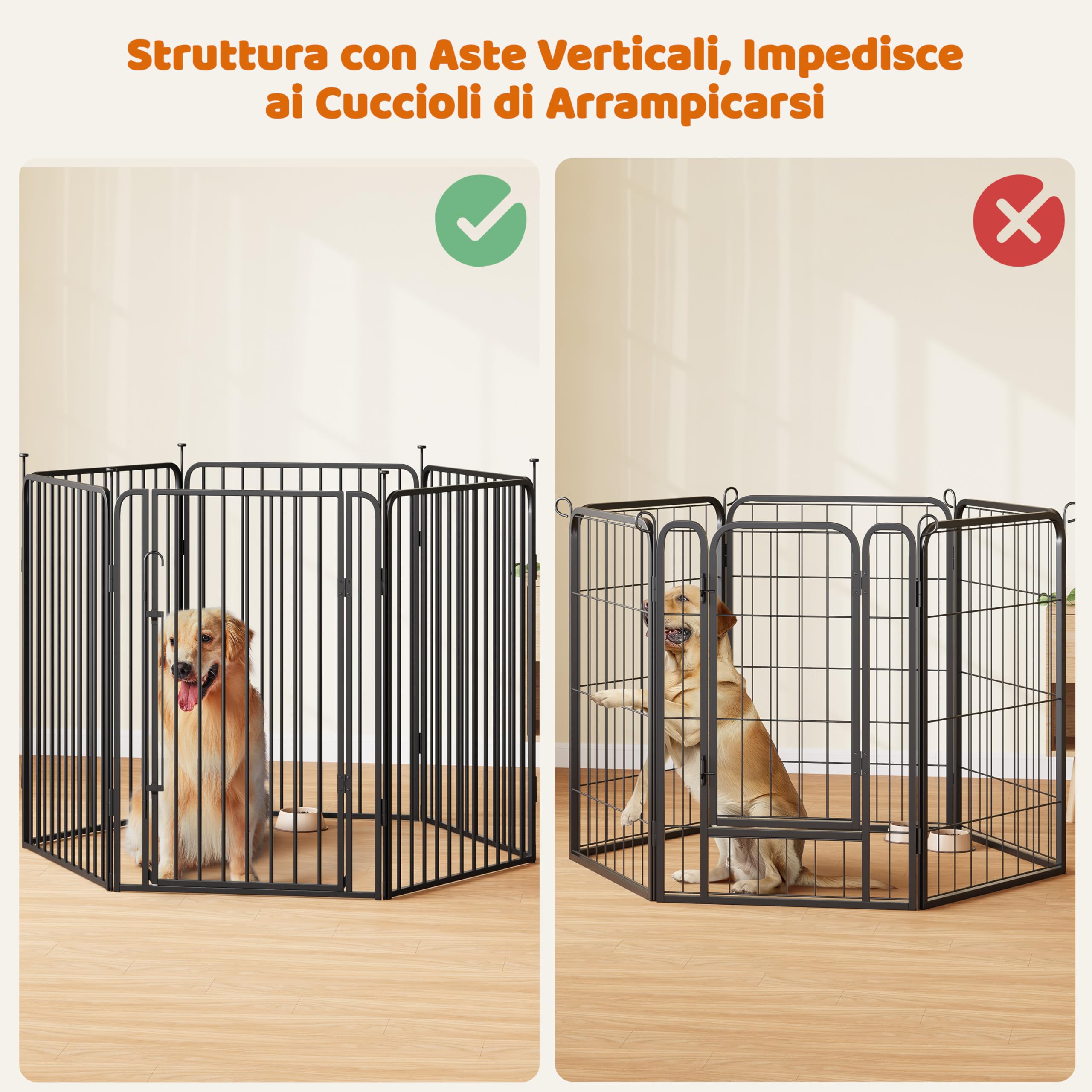 Yaheetech Recinto per Cani Gatti con Porta 18 Pannelli Altezza 100 cm Nero | Recinzione in Rete Metallica, Cuccioli Gatti Conigli Animali Domestici, Interno Esterno Giardino Casa, Salvaspazio