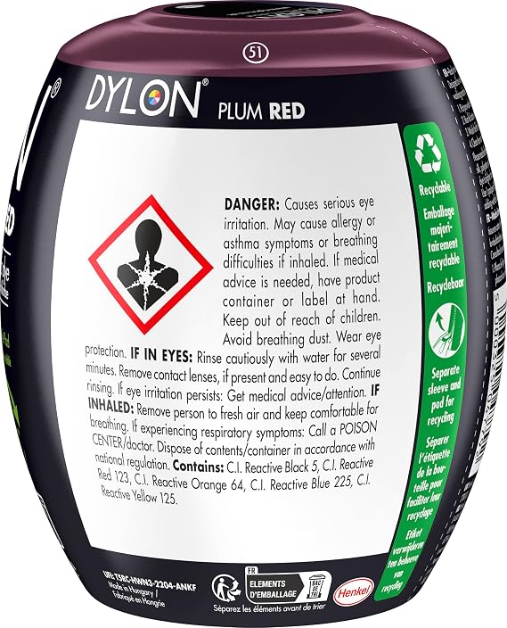 Dylon Washing Machine Fabric Dye Pod for Clothes & Soft Furnishings, 350g Plum Red