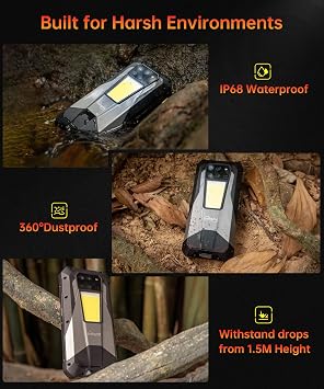 Tank 3 Pro Rugged Smartphone, Android 14 5G Cell Phone with Projector, 32GB RAM+512GB ROM, 6.79 Waterproof Outdoor Mobile Phones Unlocked, 23800mAh/OTG/GPS(Support T-Mobile&Verizon Only)