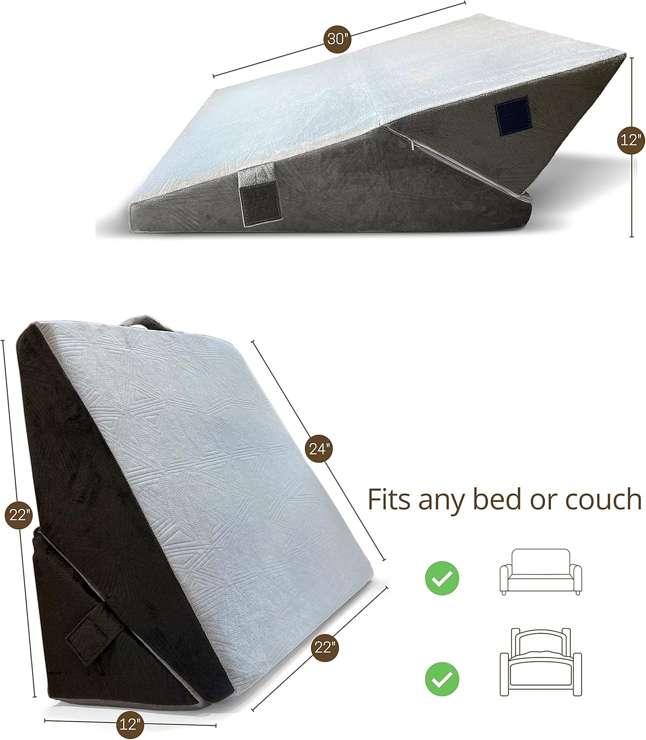 Vriksasana Bed Wedge Pillow with Memory Foam Top and Jacquard Cover | Adjustable 9” & 12” Folding Incline | Back & Leg & Knee Support | Acid Reflux, Anti Snoring, Heartburn, Gerd (Pistachio & Forest)