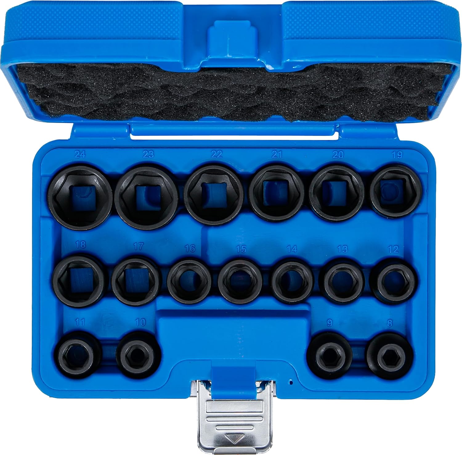 BGS 9286 | Impact Socket Set, Hexagon, extra flat | 12.5 mm (1/2") Drive | 8-24 mm | 17 pcs.