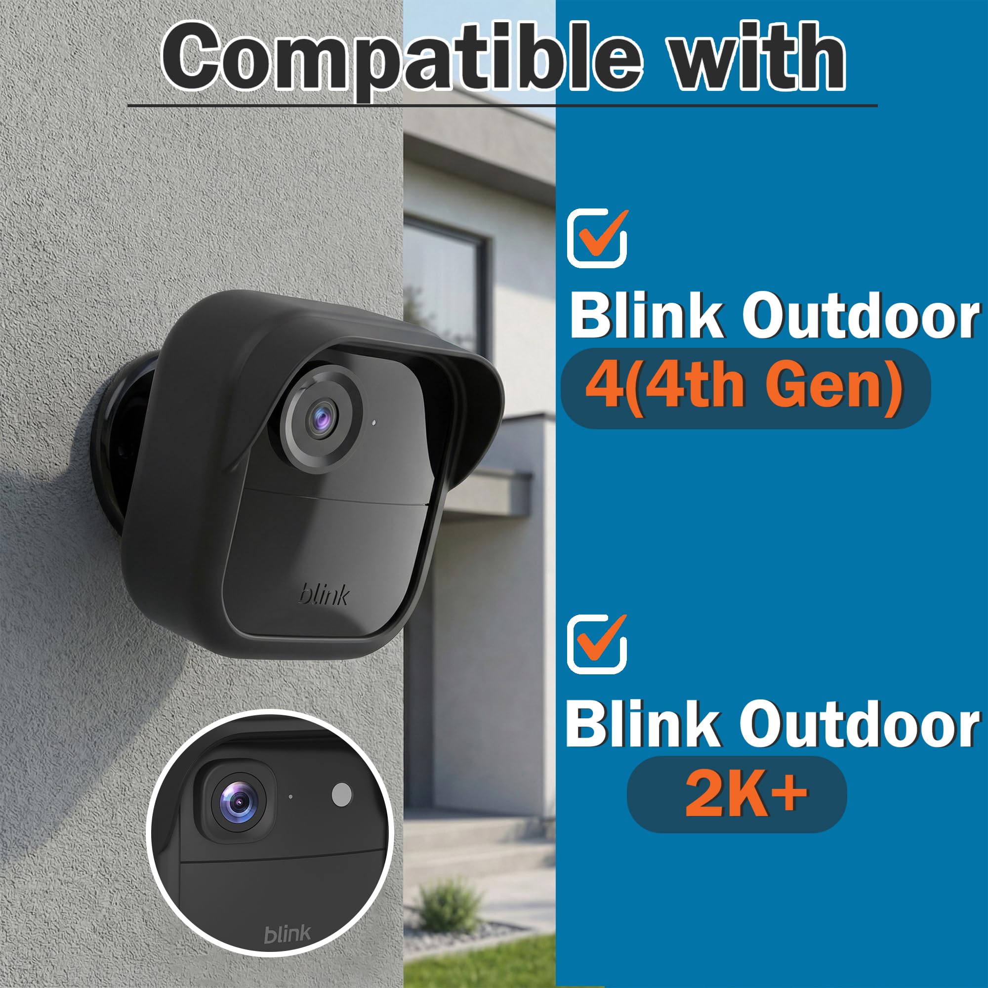 Custodia in silicone per fotocamera Blink Outdoor 4 (4a generazione), confezione da 5 custodie protettive resistenti alle intemperie, antiurto, antipolvere, con design con cappello da sole, accessori