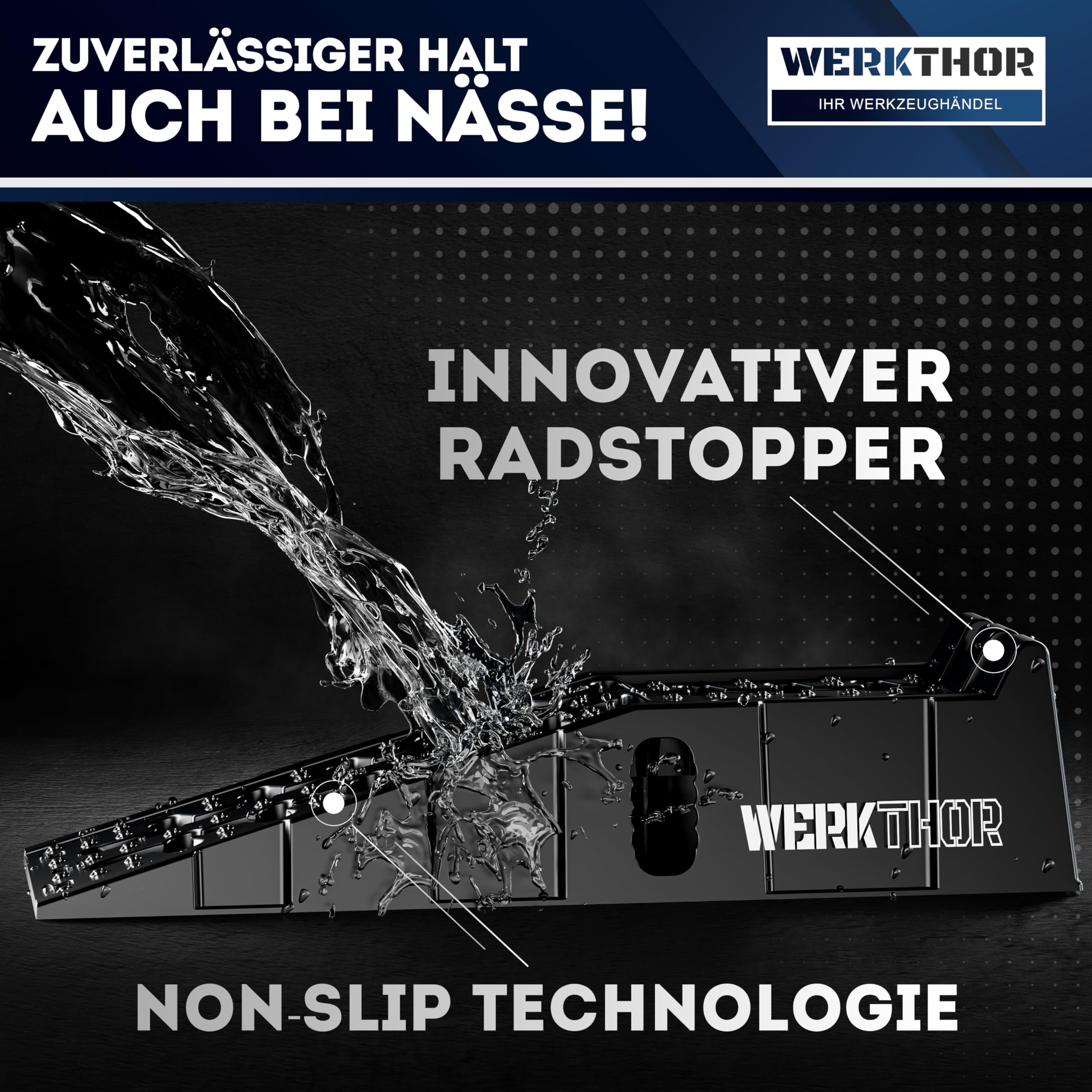 WERKTHOR Auffahrrampe PKW - [2er Set] Auffahrrampen für maximalen Halt [<5T] - Hochbelastbare Rampe Auto für jeden Untergrund - Auto Rampen 2 Stück