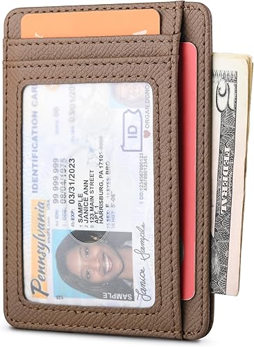 Miniatura 193 de Buffway - Billetera delgada minimalista de cuero con protección RFID para hombre y mujer