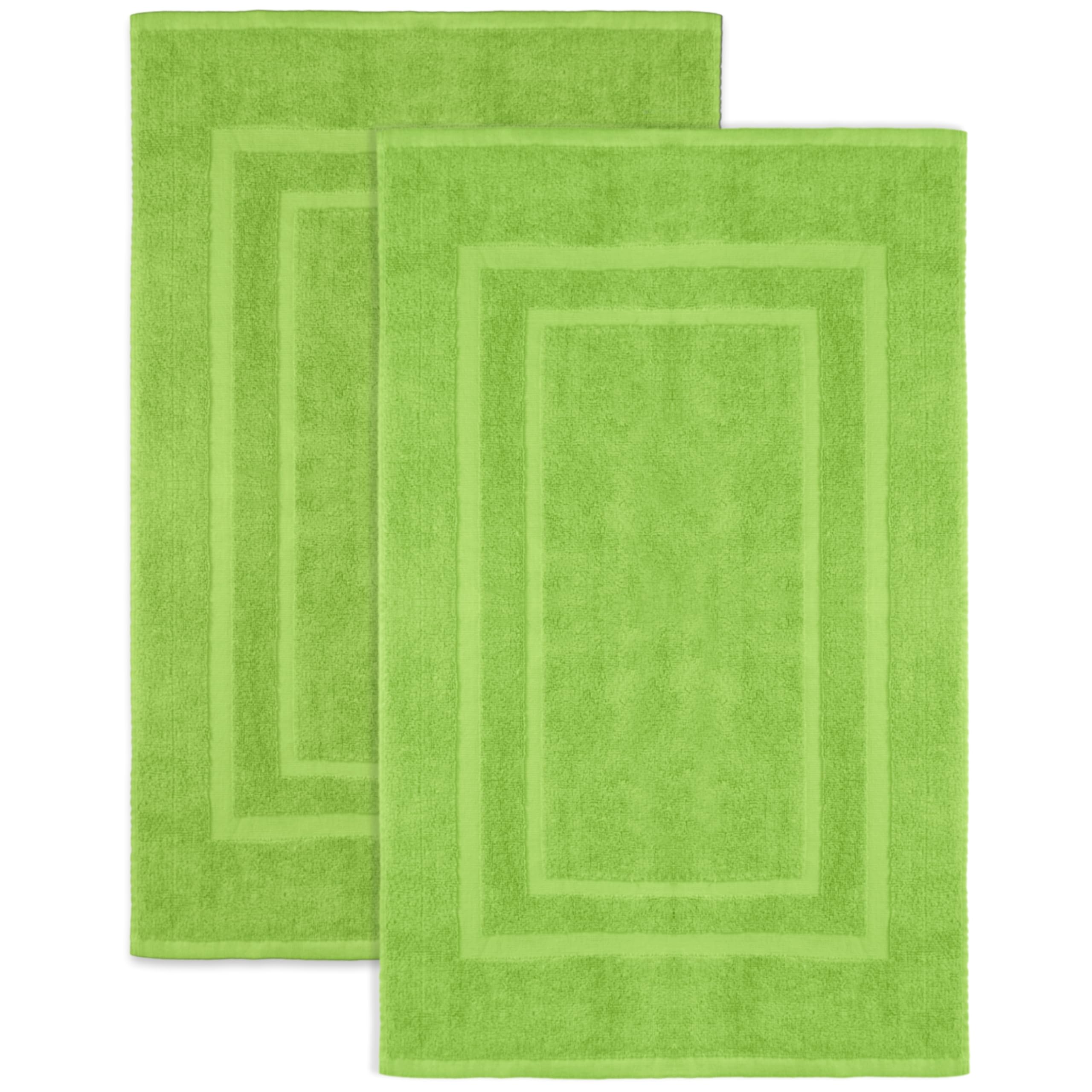 NatureMark 2er Pack Badvorleger Badematte | Premium Qualität | 100% Baumwolle | 50 x 80 cm | Duschvorleger Duschmatte Doppelpack | (2er Pack 50 x 80 cm, Apfel grün)