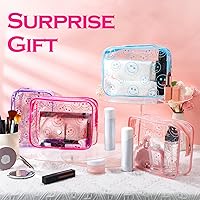 Vista 3 de Cunno 6 bolsas de maquillaje para mujeres, regalos para mujer, diseño bohemio, cara sonriente, flamenco, bolsas de maquillaje transparentes