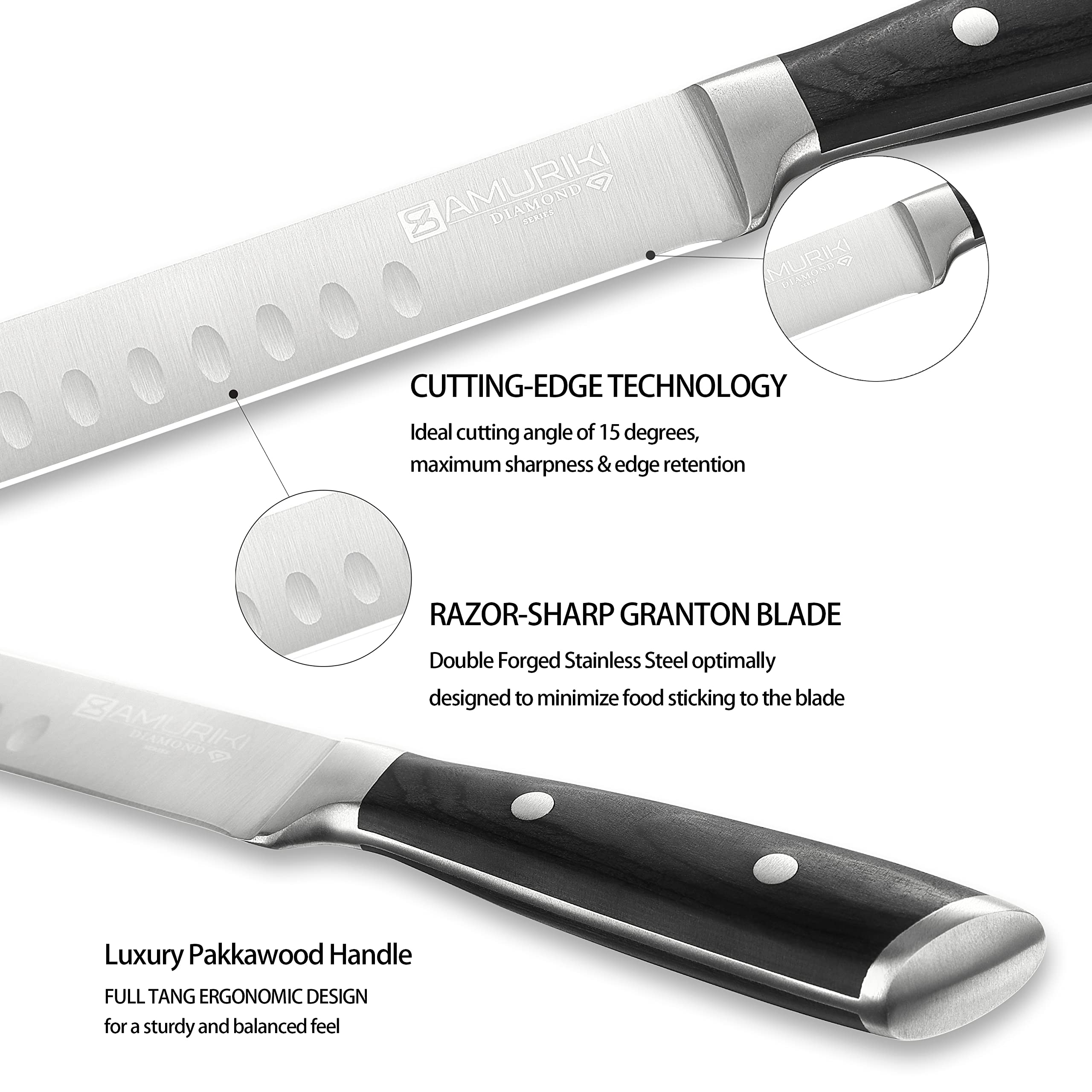 Brisket Knife - Ultimate 12-inch Carving Knives, Slicing Knives with Granton Edge Designed for Briskets, Roasts, Meat, BBQ, etc. (Slicing Knive 12") — Amazon image 2