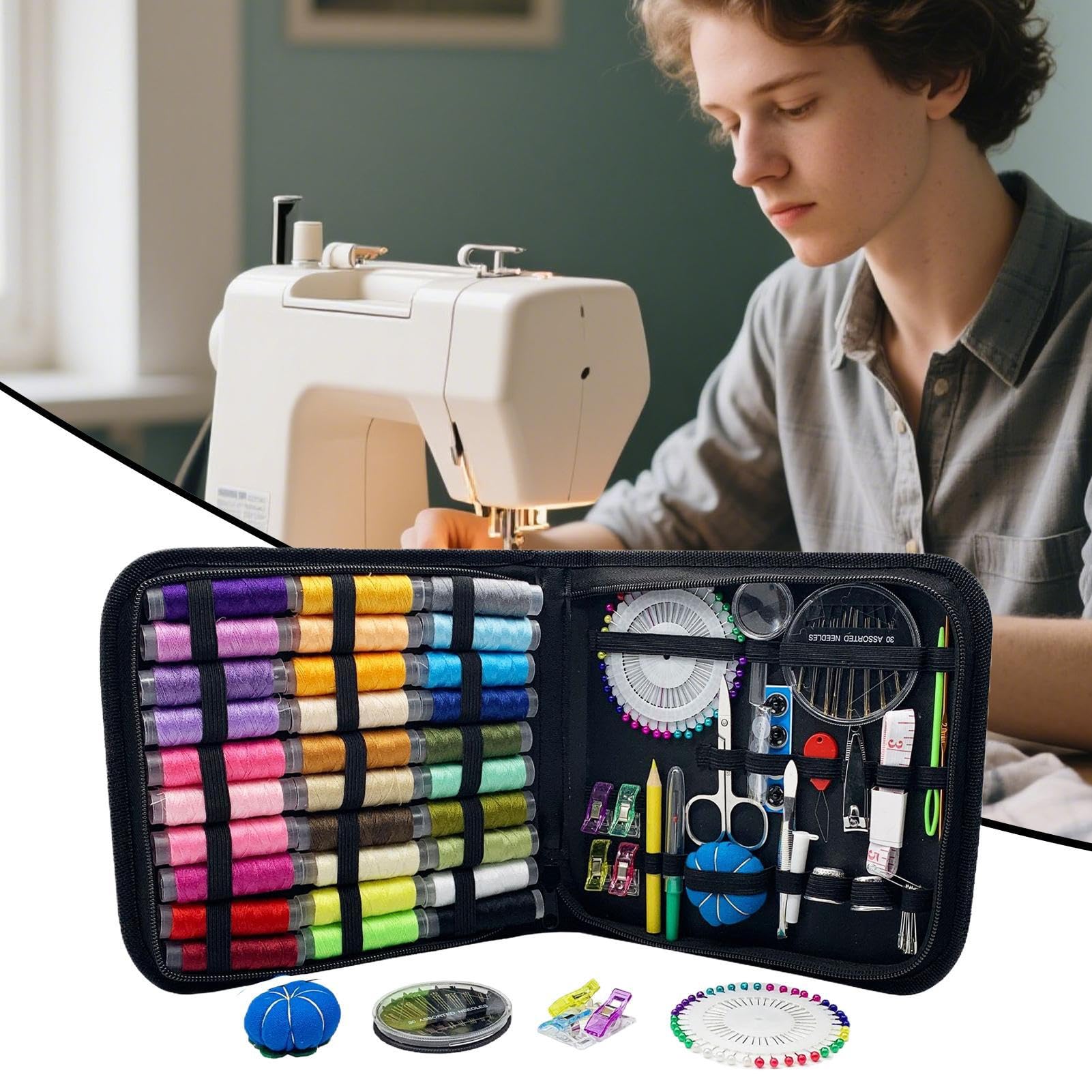Kit de Costura con Estuche 131 Piezas Suministros Completos de Costura con | Kit de Herramientas para Bordado y Puntada a Mano para Principiantes