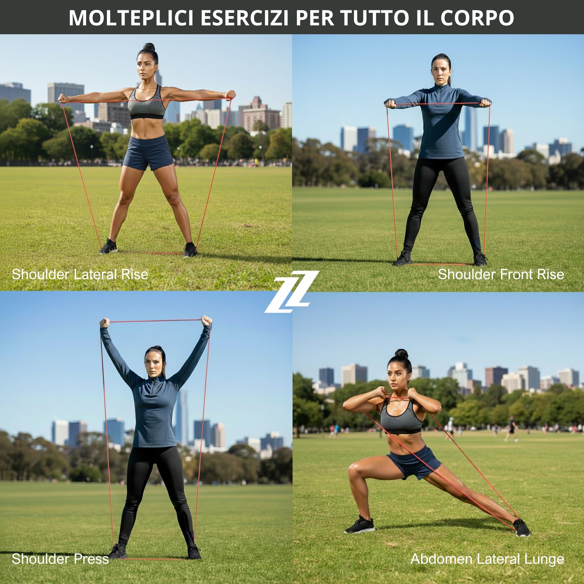 Fascia Elastica per Muscolazione e Fitness | Lattice Naturale e Resistenza Premium | Allenamento a Casa, Palestra o all'Aperto | Esercizi Multipli per Uomini e Donne