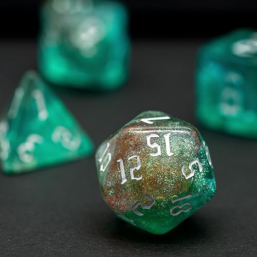 Miniatura 8 de Poludie Juego de 5 dados DND, juego de dados poliédricos (35 piezas) con bolsa de dados de cuero, juego de dados D&D para Calabozos y Dragones, RPG,