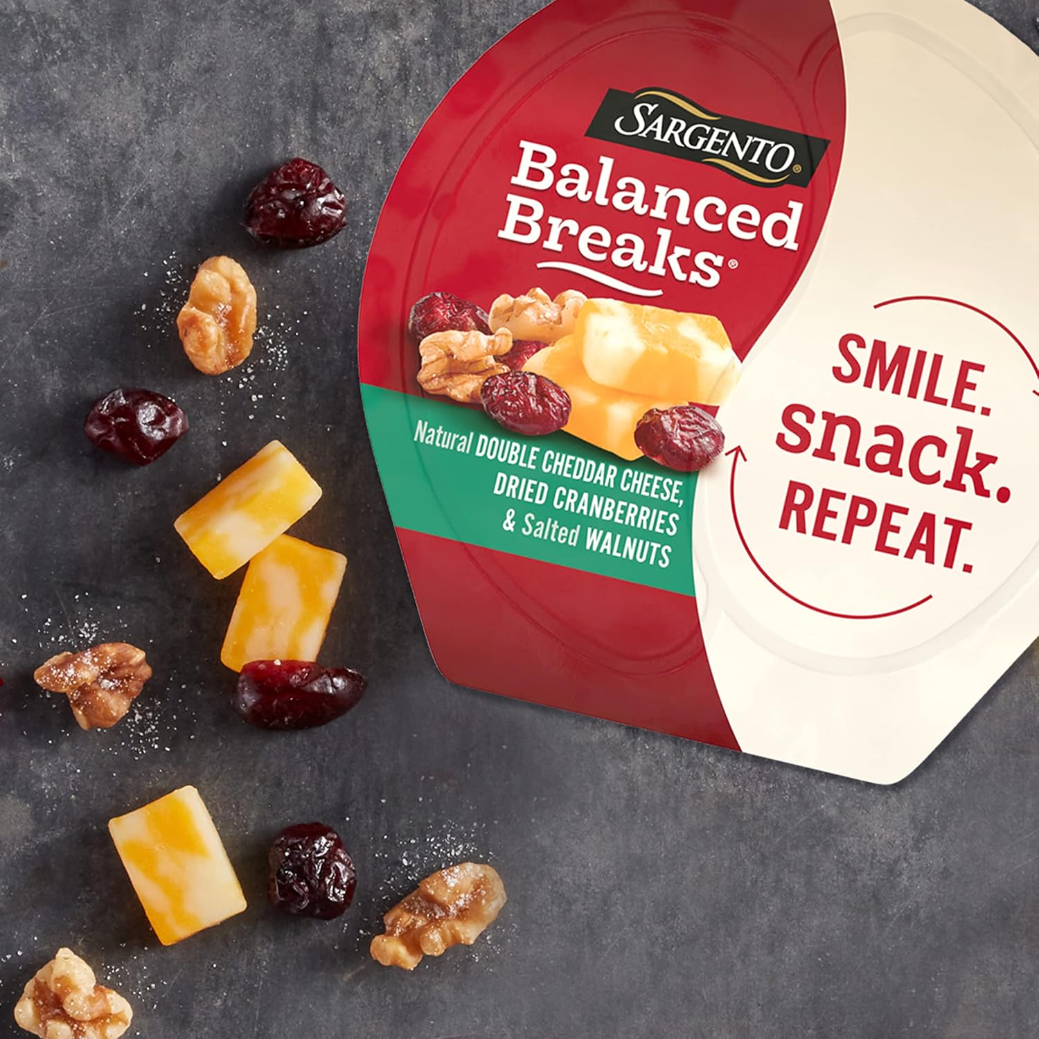 Sargento Balanced Breaks Natural Double Cheddar Chees Dried Cranberries and Salted Walnuts, 1.5 Oz, 3 Ct