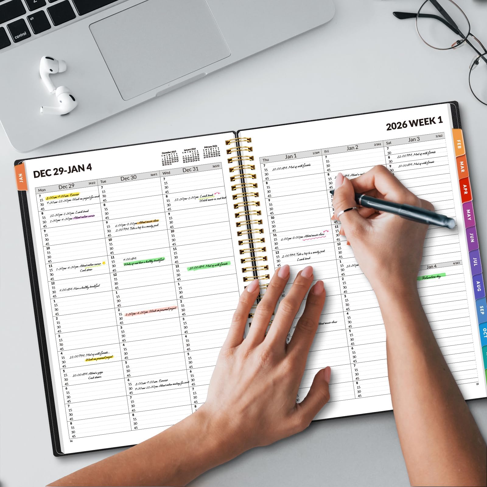 SUNEE 2026 Appointment Book Quarter-Hourly Weekly Monthly - from January 2026 - December 2026 8 5x11 Weekly Planner — view 7