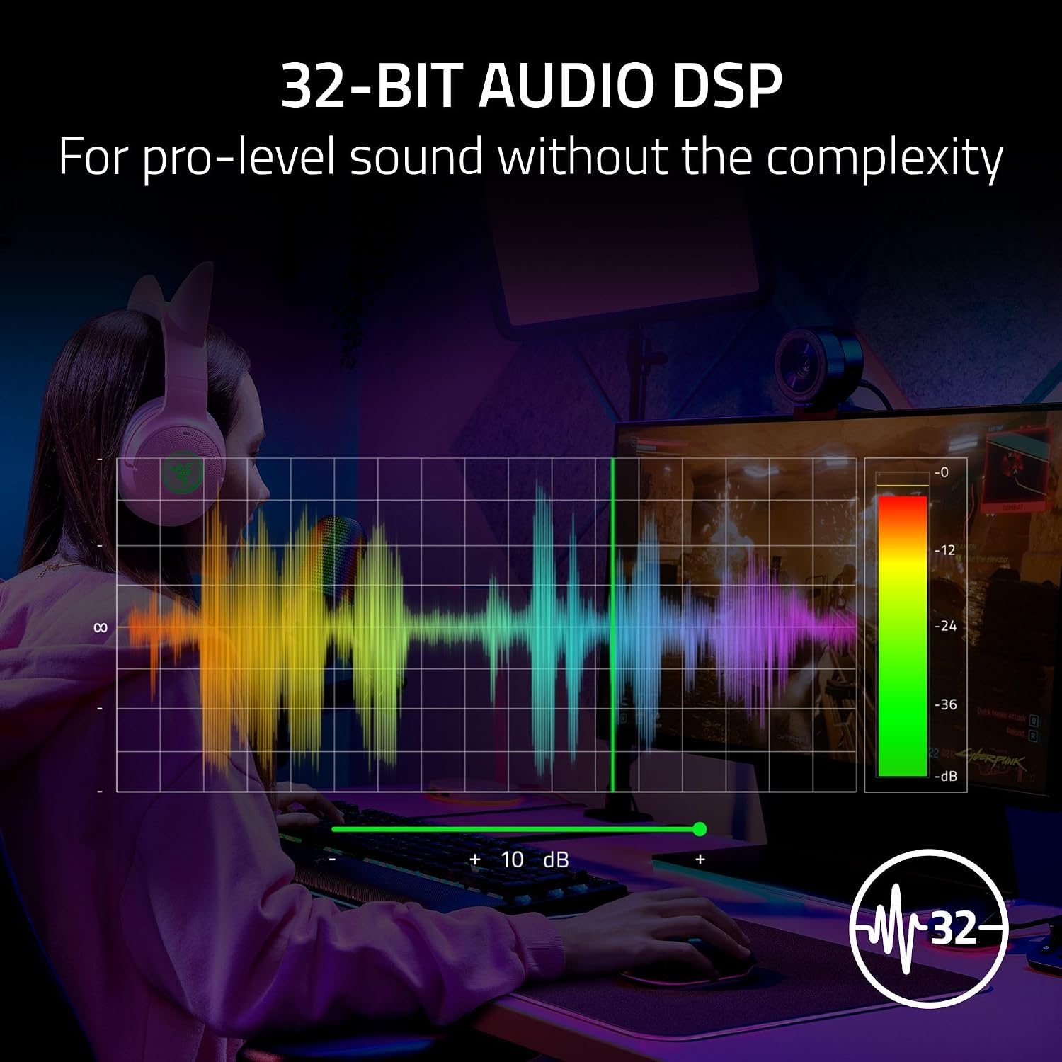 Razer Seiren V3 Chroma 32‐Bit DSP, USB-C Microphone for PC & Mac, Black