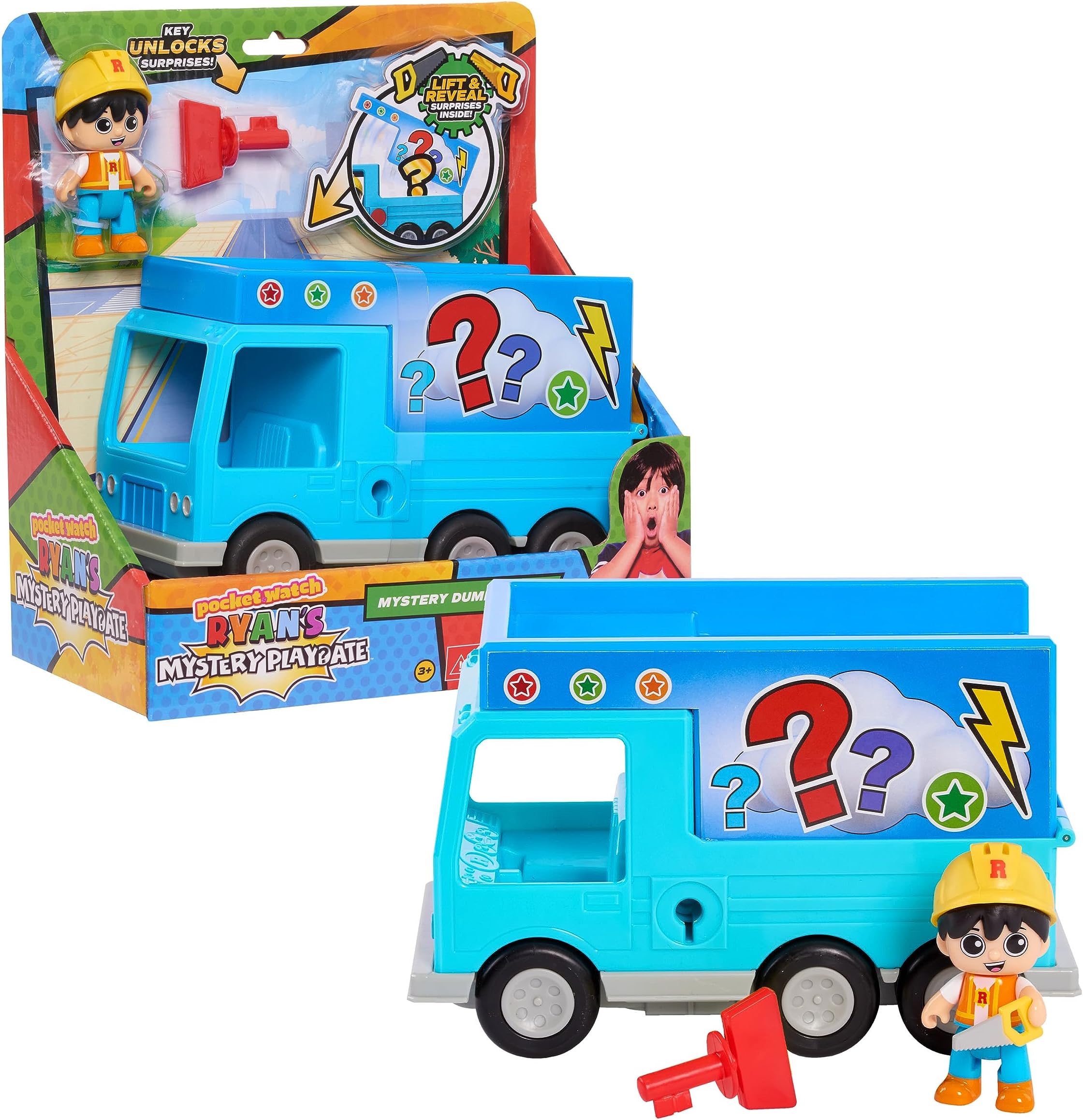 Ryan's Mystery Playdate Mystery Dump Truck, Includes 1 Ryan Figure and Mystery Accessory, Kids Toys for Ages 3 Up by Just Play