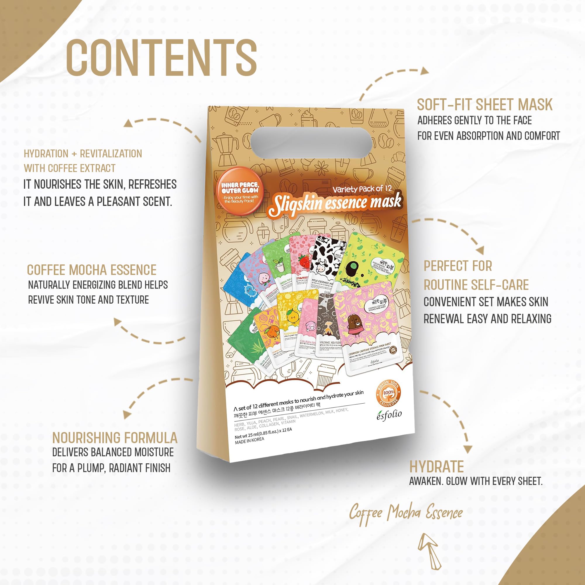 Amazon.com : esfolio Sliqskin Coffee Mocha Face Mask Set