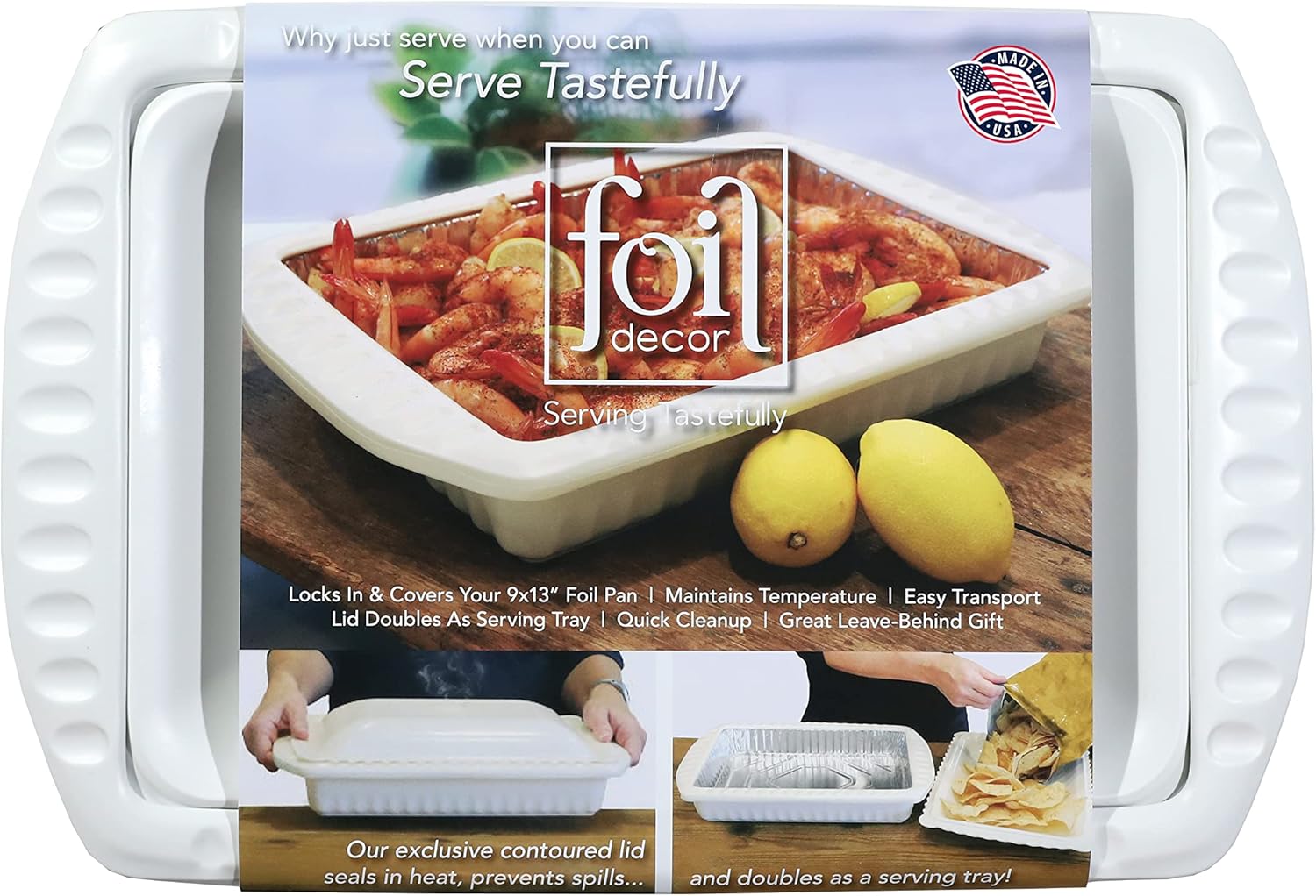 Foil Decor Foil Pan Holder with Lid, 9x13x2 Foil Pan