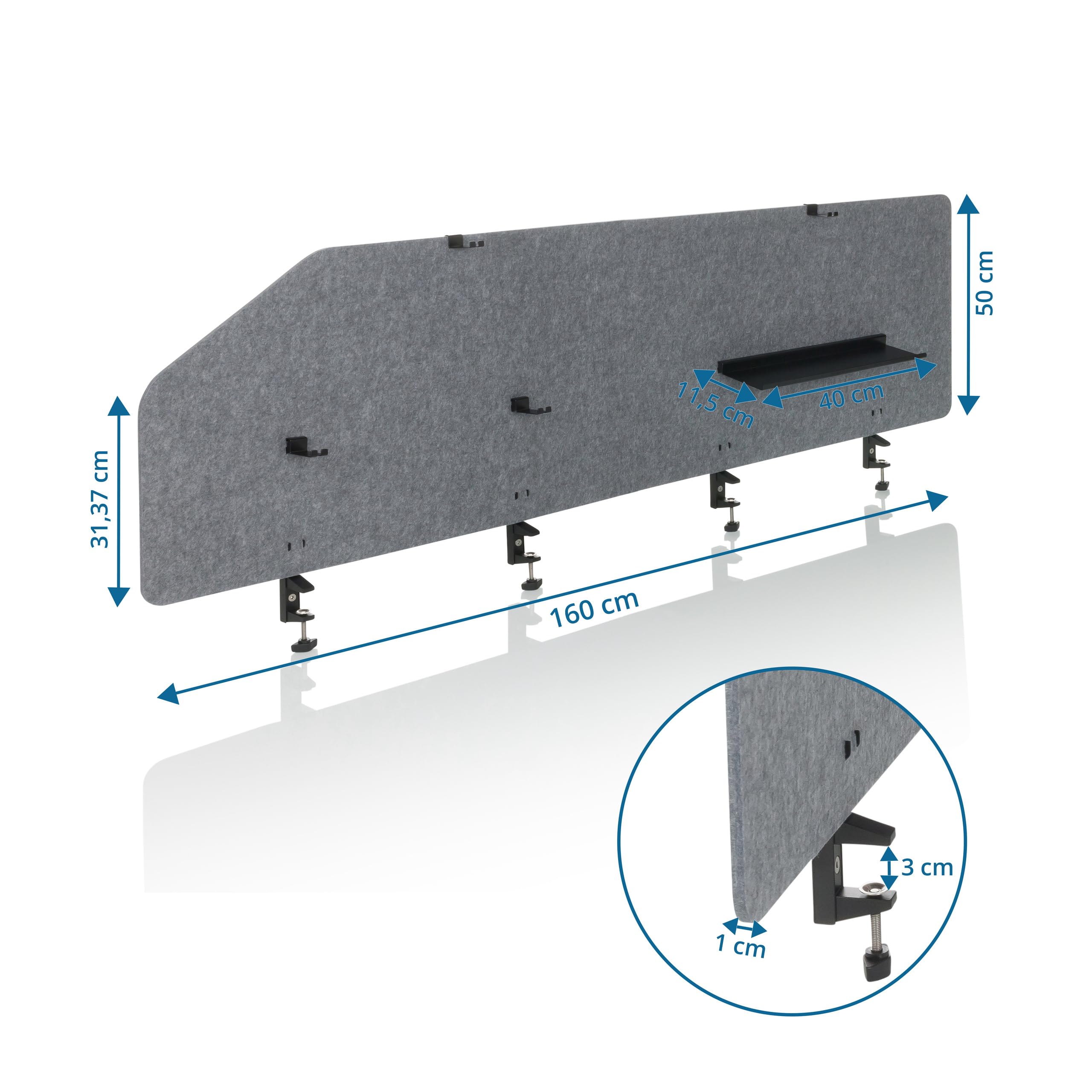 Hjh OFFICE Akustik Trennwand 164x174cm - FLEXMIUT Stehwand 6-tlg Set Grau