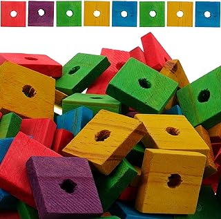 Beaupretty 100 Pcs Parrot Wooden Bite Mixed Color DIY Wood Chips Safe Natural Chewing Plaything for Birds Healthy Teeth and Skill Development