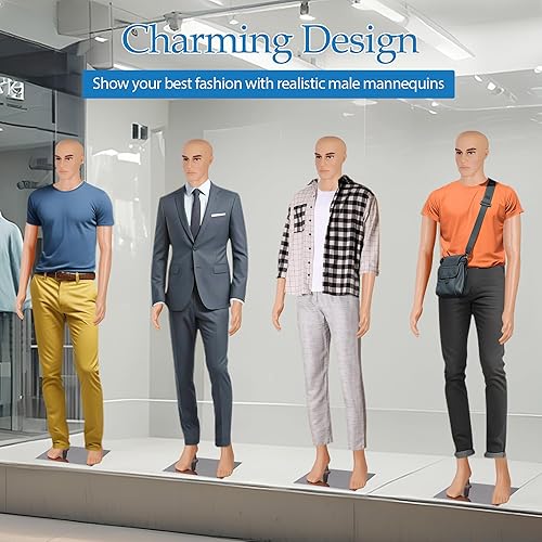 Miniatura 3 de Maniquí masculino de cuerpo completo con cabeza ajustable, extremidades flexibles, diseño desmontable de 72 pulgadas, forma de vestido con base de