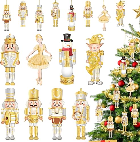 Juego de 24 adornos de cascanueces de Navidad, adornos de cascanueces de madera para rey y soldado, adornos decorativos pequeños de madera, adornos