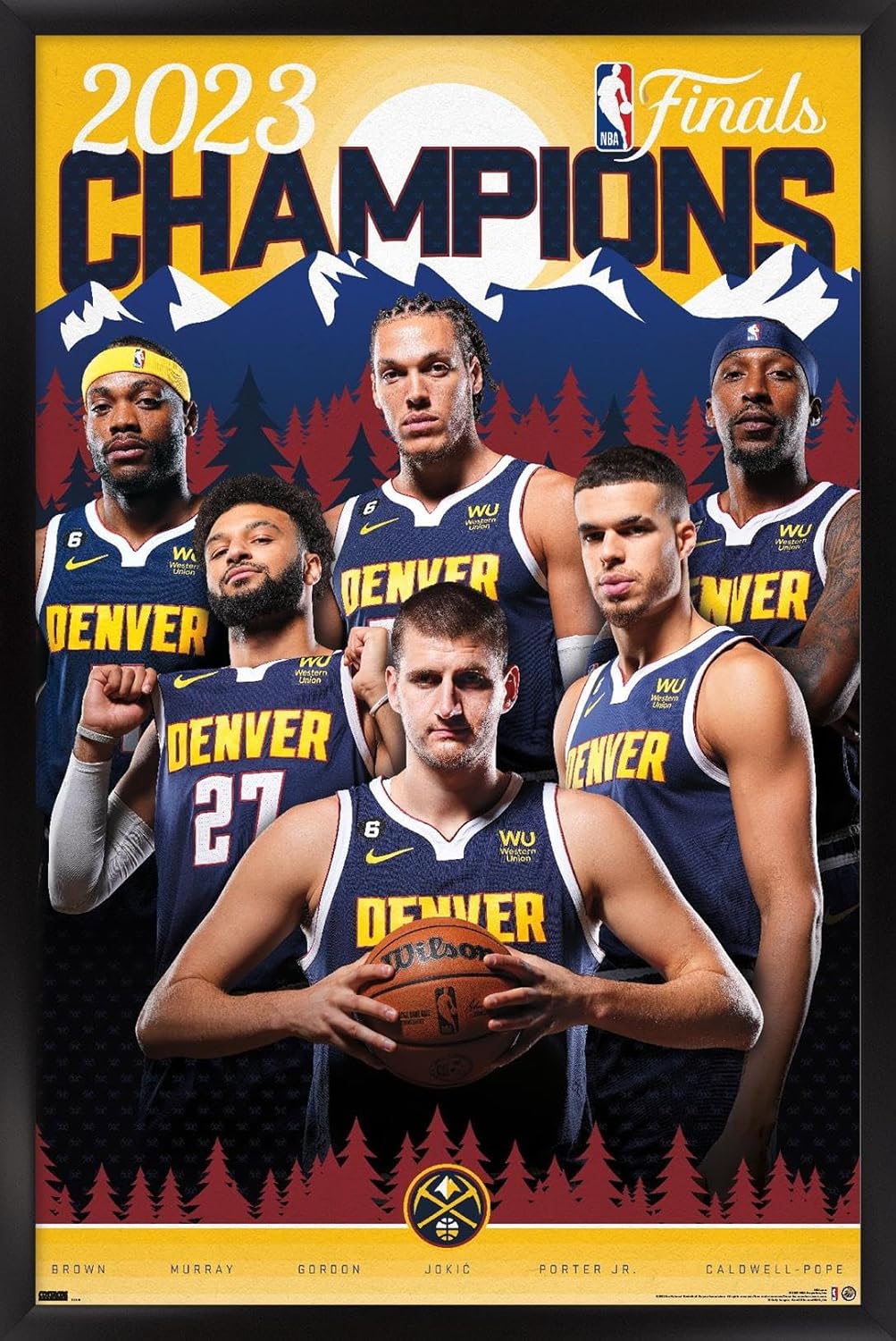 Trends International NBA Denver Nuggets - 2023 NBA Finals Champions Wall Poster, 22.4L x 14.7W, Black Framed Version