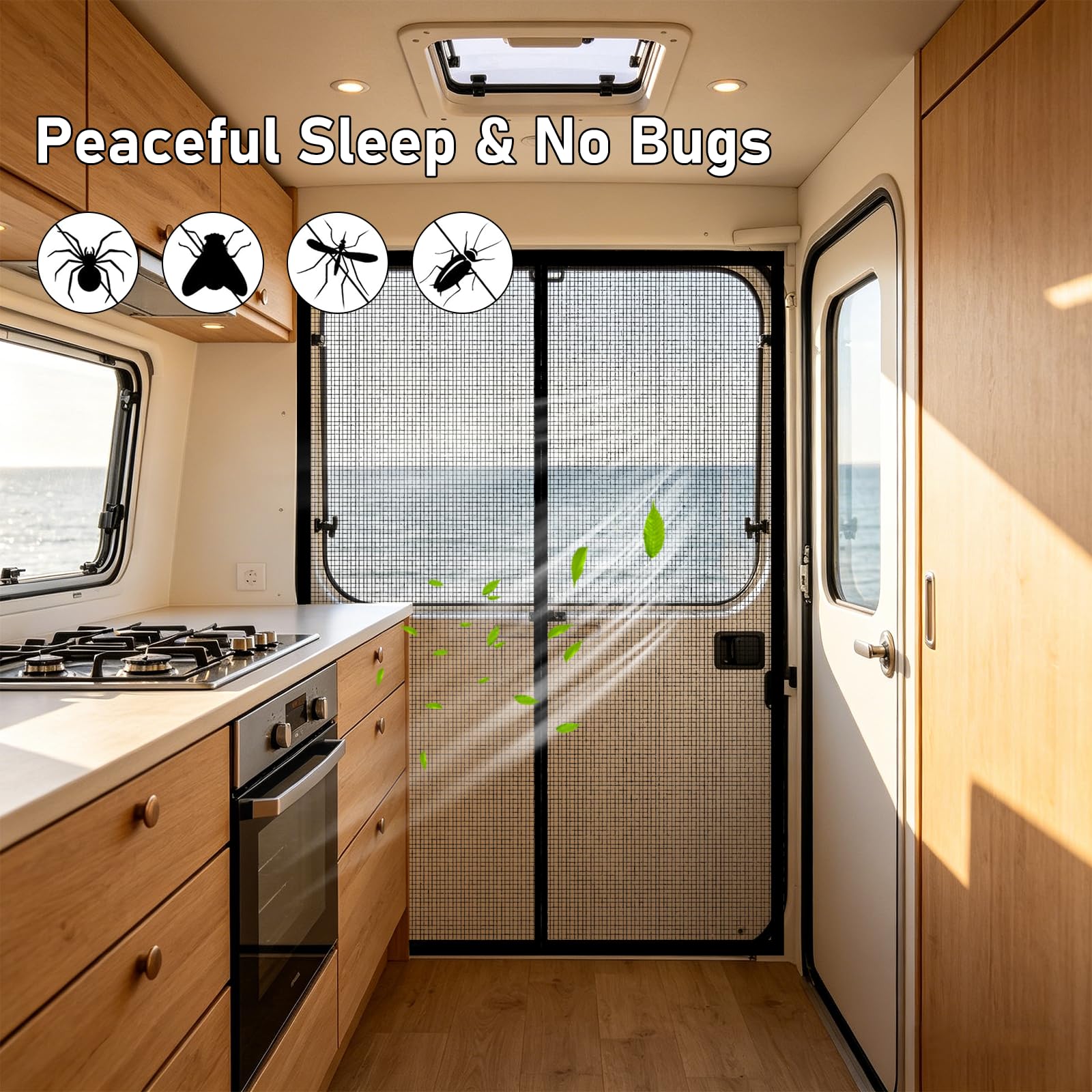 Moskitonetz Van mit Magnetismus 150x110cm, für Mercedes Vito, Volkswagen Transporter und Volkswagen California, Fliegengitter Auto Insektenschutz Schattennetz Sonnenschutz Camping Reise