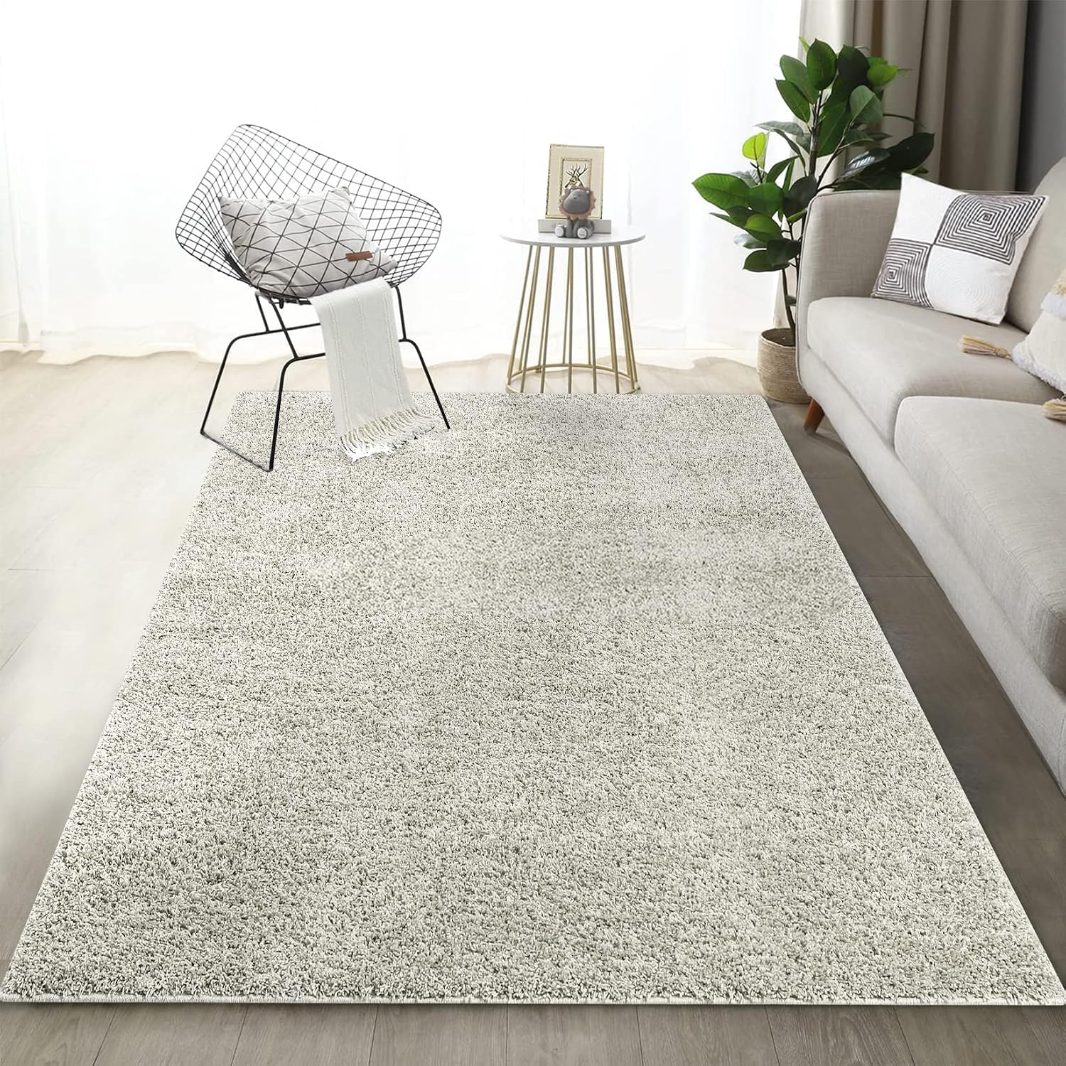 Fashionwu Shaggy Rugs for Living Room Luxury Plush Rug for Bathroom Furry Throw Rugs Shag Gray Area Rug Non-Shedding High Pile Fluffy Rug Baby Crawling Floor Cover, Taupe, 9 x 12 Feet