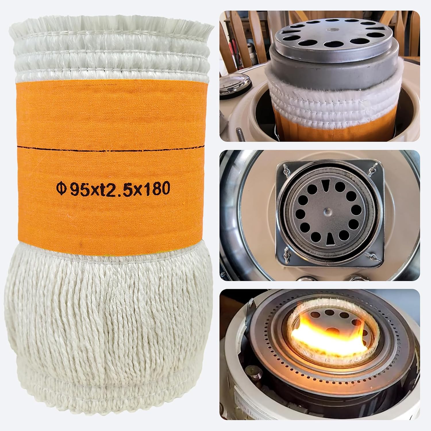 2-Pack Kerosene Heater Wick Replacement, 95x2.5x180mm Fiberglass Cotton Blend, Fits Most Portable Kerosene Heaters, Oil Lamps, Camping Stoves – Direct Replacement, Long Burn Time, Easy to Install