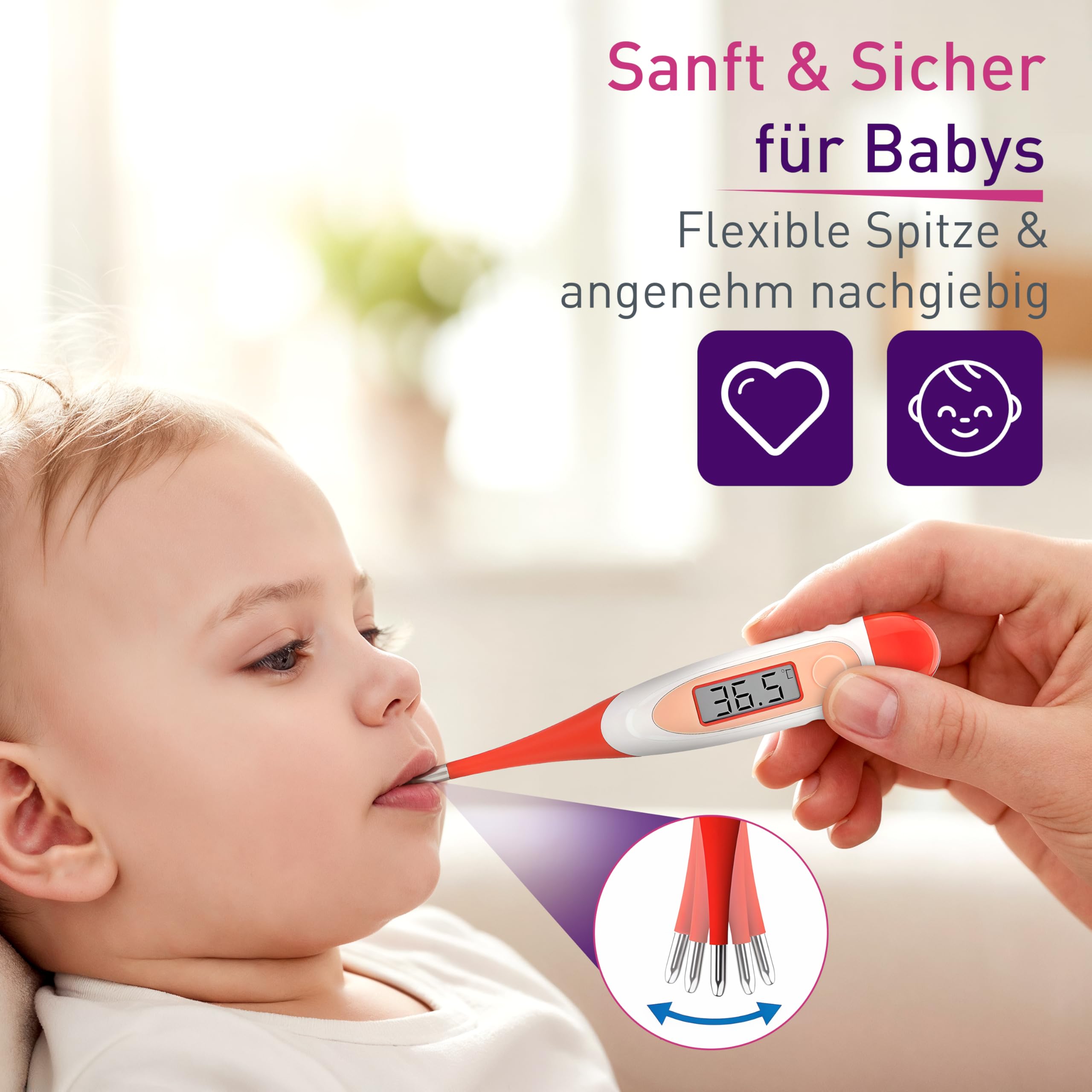 Scala Thermomètre Fièvre Médical Numérique Buccal SC 1501 Rouge Flex Speed