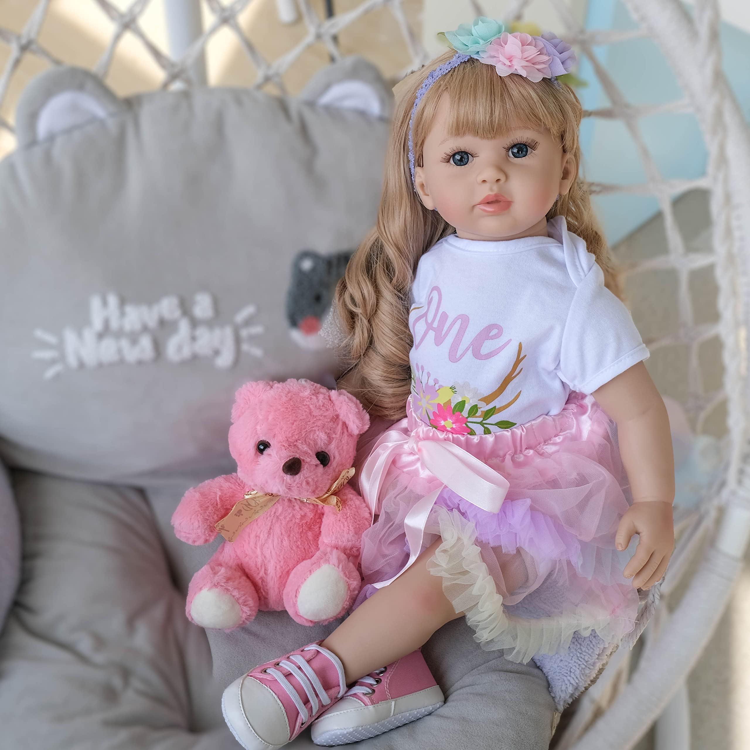 Zero PamReborn Baby Dolls Toddler Blonde Hair Girl 24 Inch 60 cm Realistic Silicone Baby Dolls That Look Real Lifelike Babies Doll with Cloth Body and Toy Accessories Princess Doll for Girls
