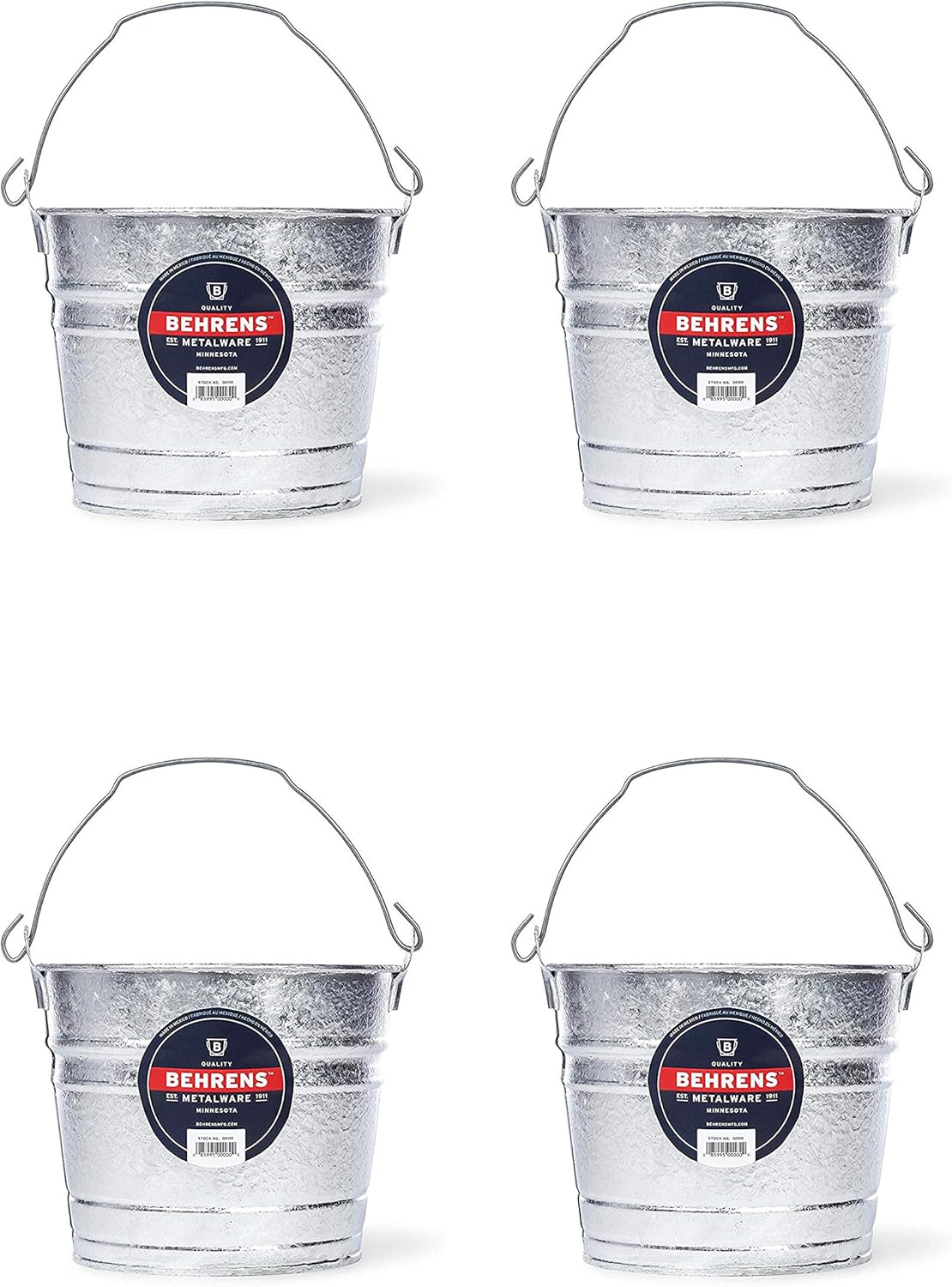 Behrens 1205 5-Quart Steel Pail 4 Pack