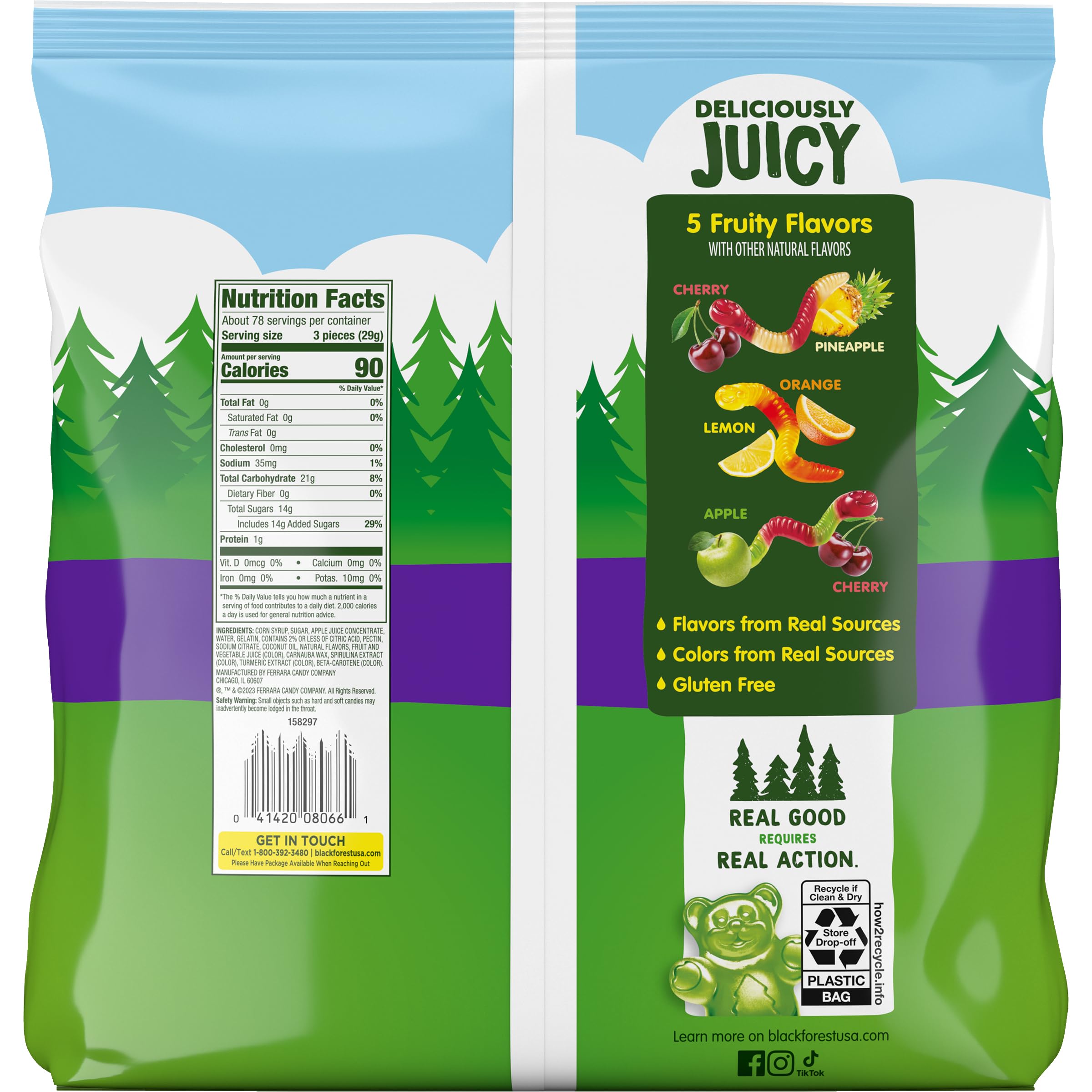 Condition photo showing New/Like New for Black Forest Gummy Worms Candy, Made With Real Fruit Juice, Resealable Bag, 5 Pound Bulk Bag