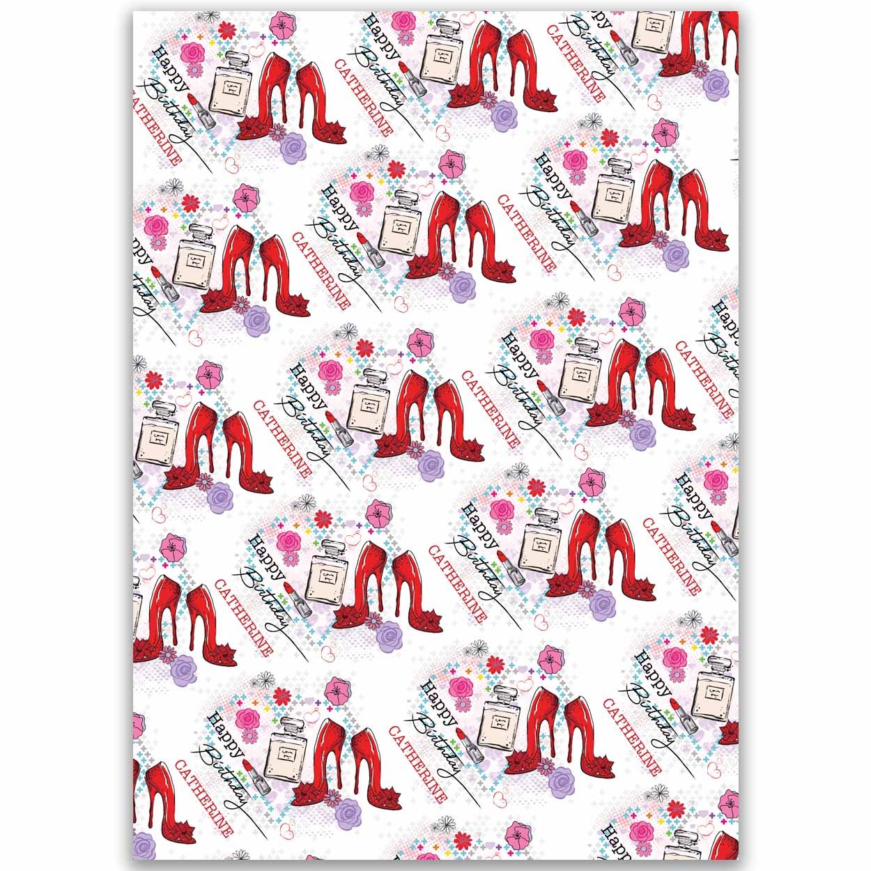 Paper Themes Girls Birthday Wrapping Paper Personalised Gift Wrap - Fashion Shoes