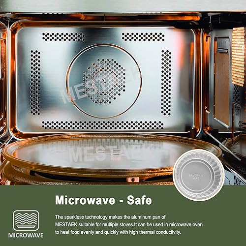 Miniatura 7 de MESTAEK Sartenes de papel de aluminio de 5.5 pulgadas con tapas a presión (paquete de 5), 2 recipientes más gruesos y resistentes a la grasa para