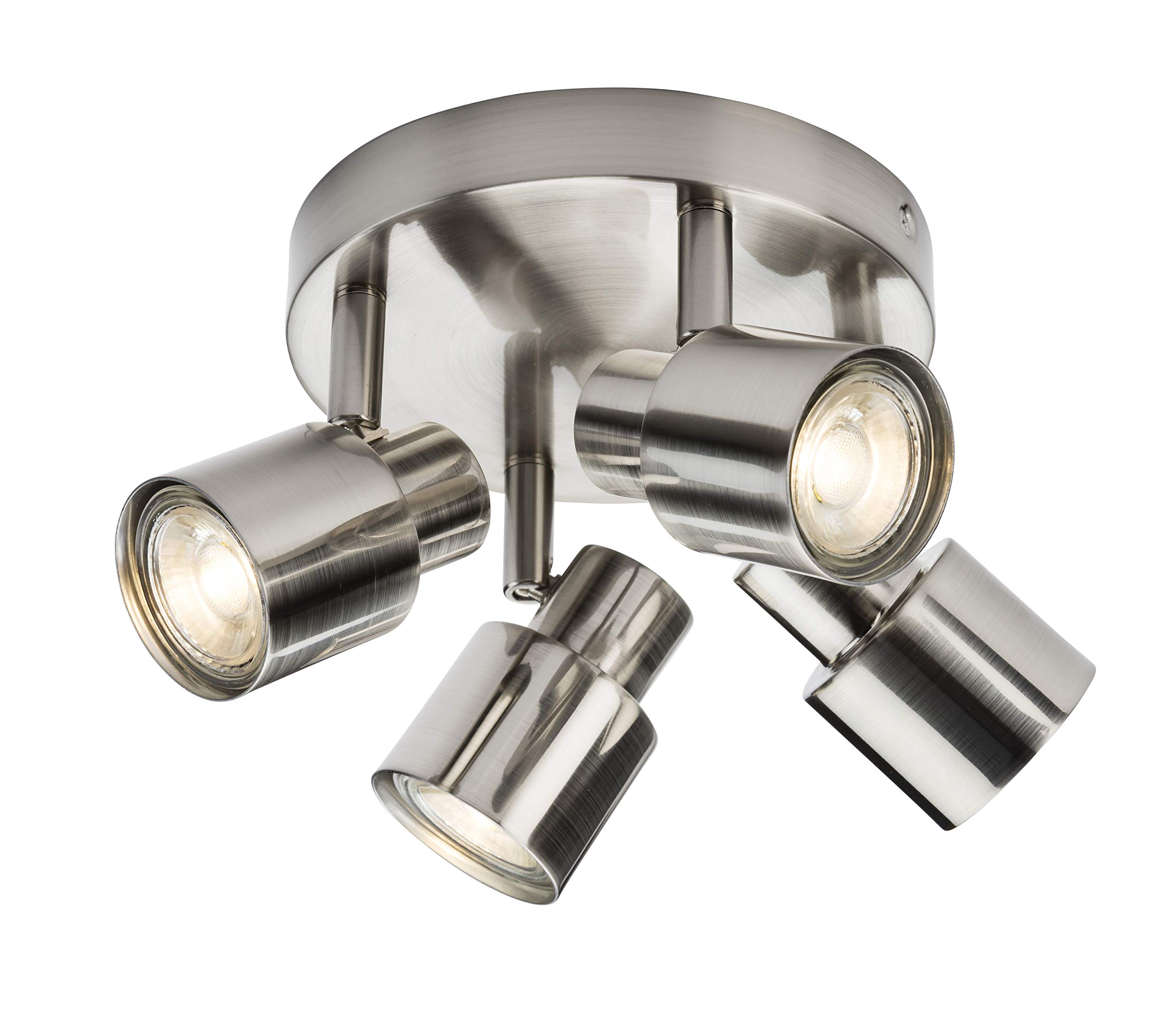 Knightsbridge Brushed Chrome Gu10 Adjustable Spotlight, Pressed Steel, 50 W, Csp3bc