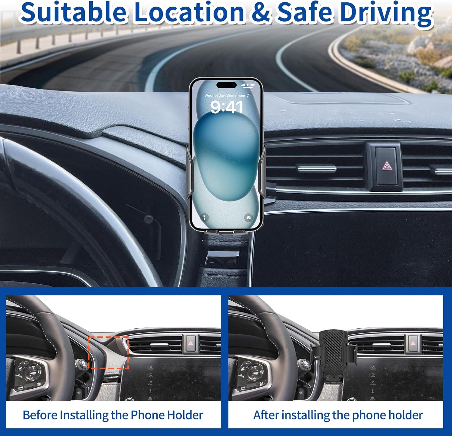 Car Phone Mount for Honda CR-V 2017-2022 Phone Holder Navigation,Fit for CRV Cellphone Mobile Cradle Auto Accessories Bracket Anti-Shake,360 Degree Rotation,Compatible for All Cell Phones