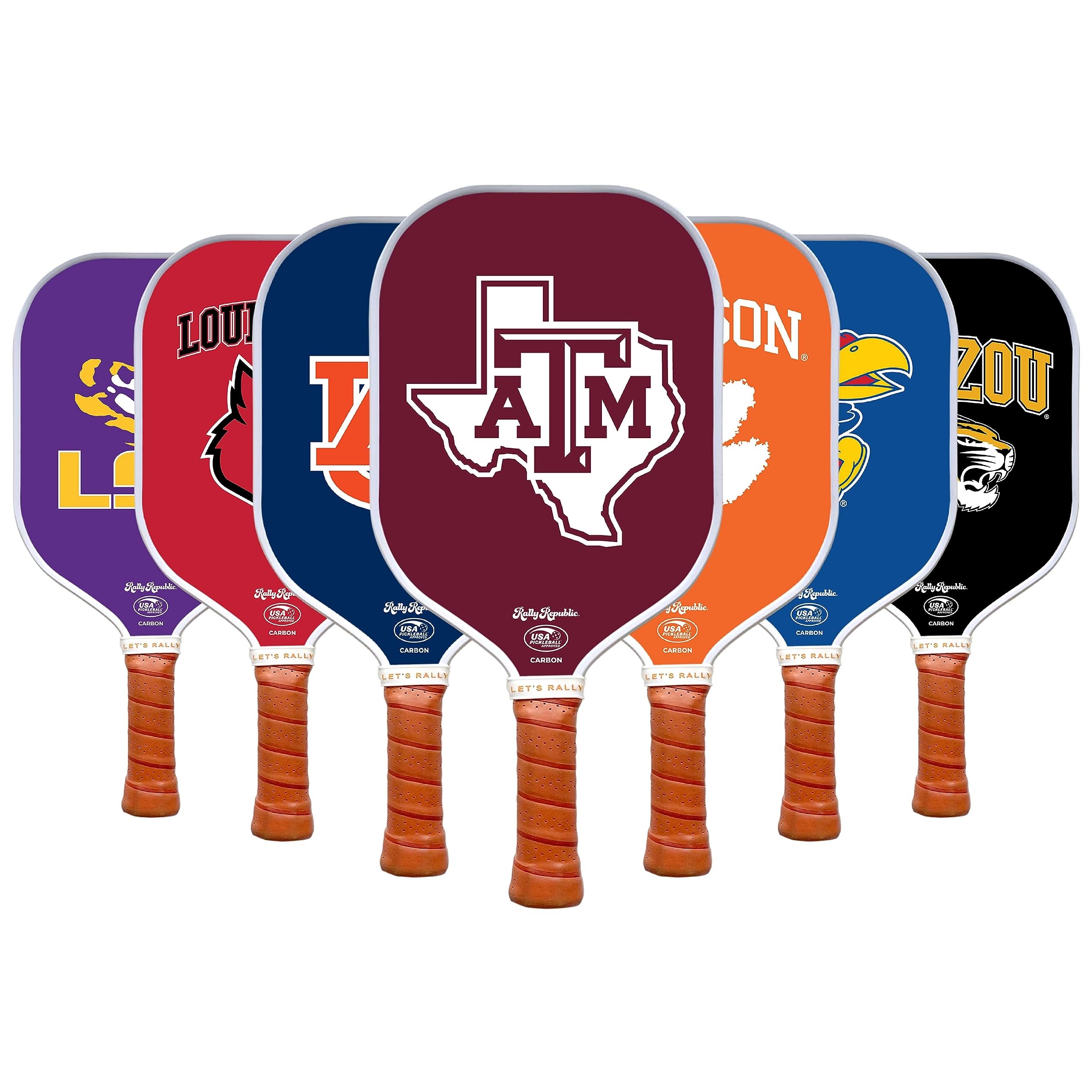 Rally Republic Officially Licensed Collegiate Pickleball Paddle - USA Pickleball Association Approved Racket - Lightweight Honeycomb Core, Carbon