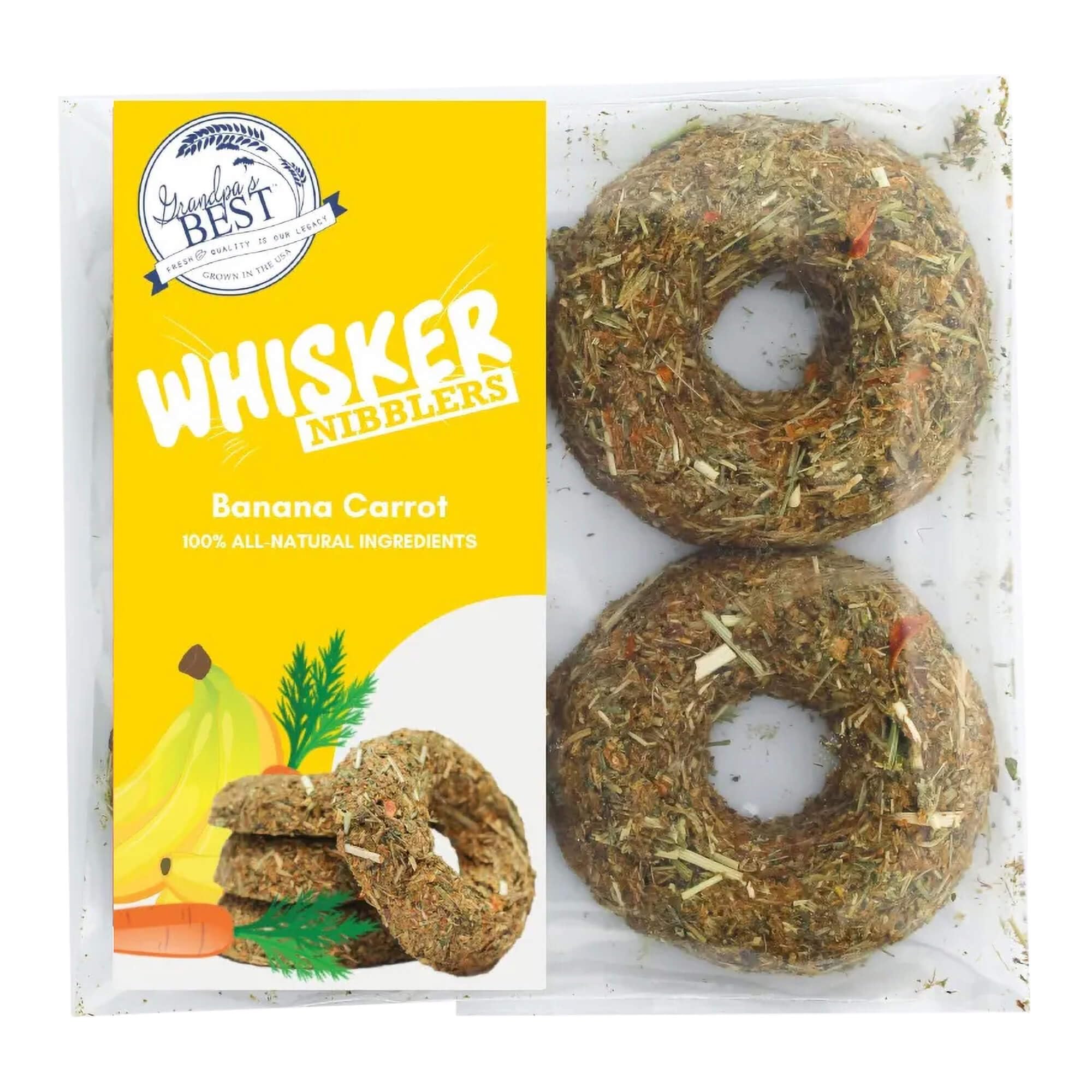 Grandpa's Best Whisker Nibblers Banana Carrot Treats for Rabbits, Guinea Pigs and Small Animals